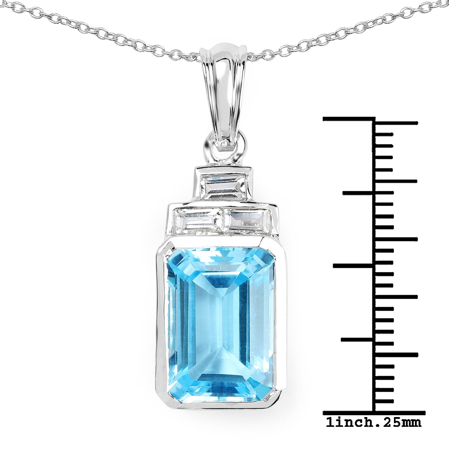 9.99 Carat Genuine Swiss Blue Topaz and White Topaz .925 Sterling Silver Pendant by Bids.com