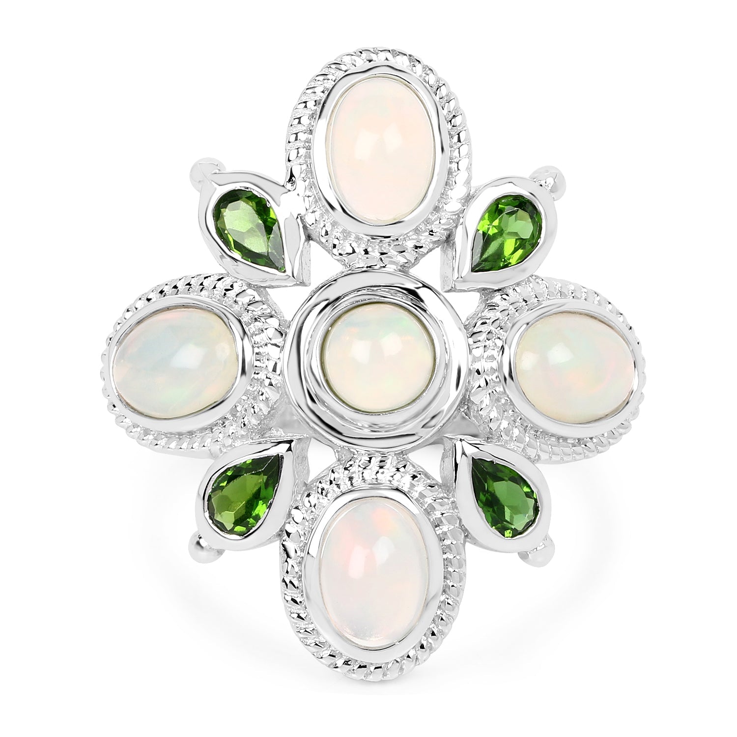 2.97 Carat Genuine Ethiopian Opal And Chrome Diopside .925 Sterling Silver Ring by Bids.com