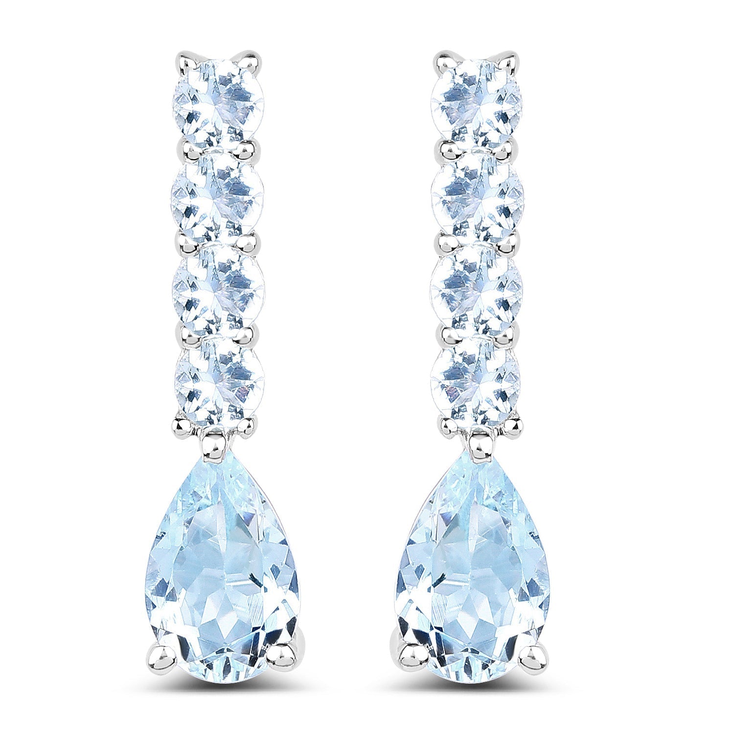 2.40 Carat Genuine Aquamarine .925 Sterling Silver Earrings DestGlow