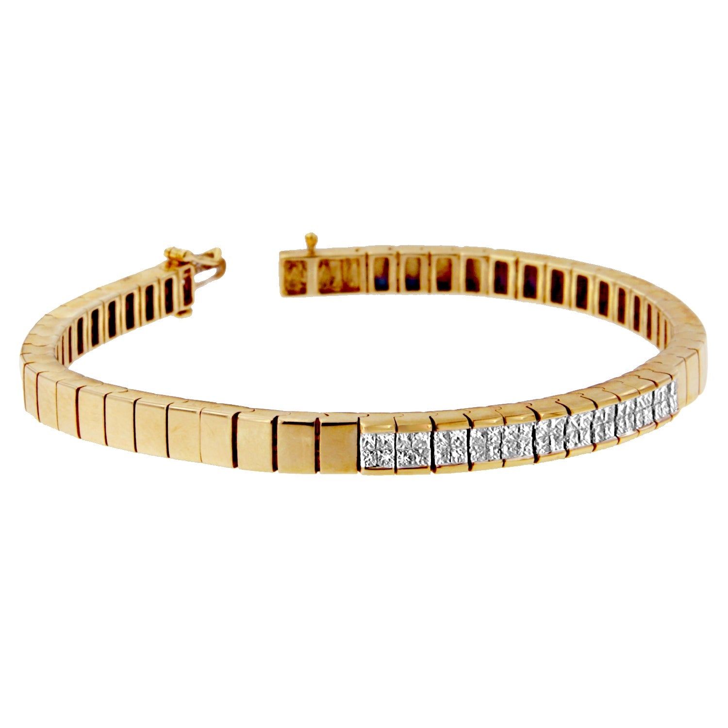 14K Yellow Gold Princess Cut Diamond Banded Bracelet (1.00 cttw, G-H Color, VS1-VS2 Clarity) by Bids.com