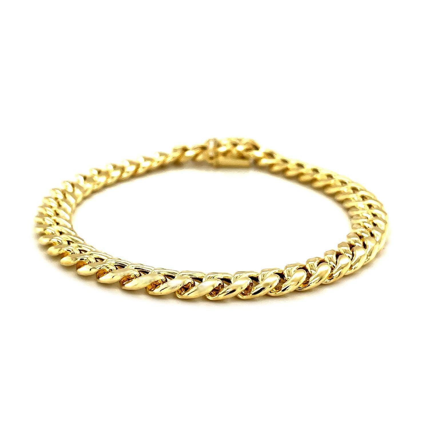 7.5mm 14k Yellow Gold Semi Solid Miami Cuban Bracelet by Bids.com