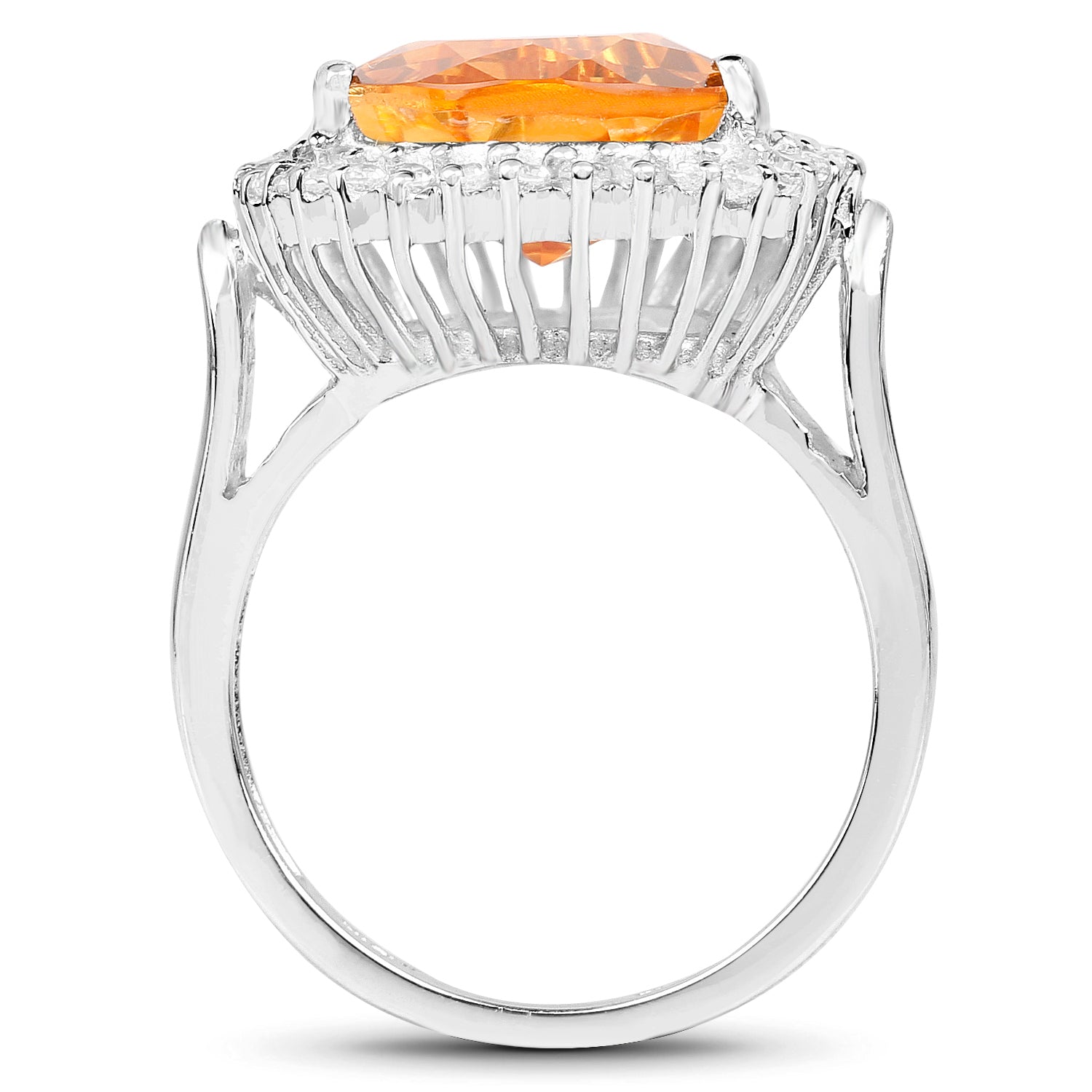 8.56 Carat Genuine Citrine and White Topaz .925 Sterling Silver Ring DestGlow