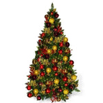 7.5FT Pre-Decorated PVC Christmas Tree Red/Gold/Burgundy