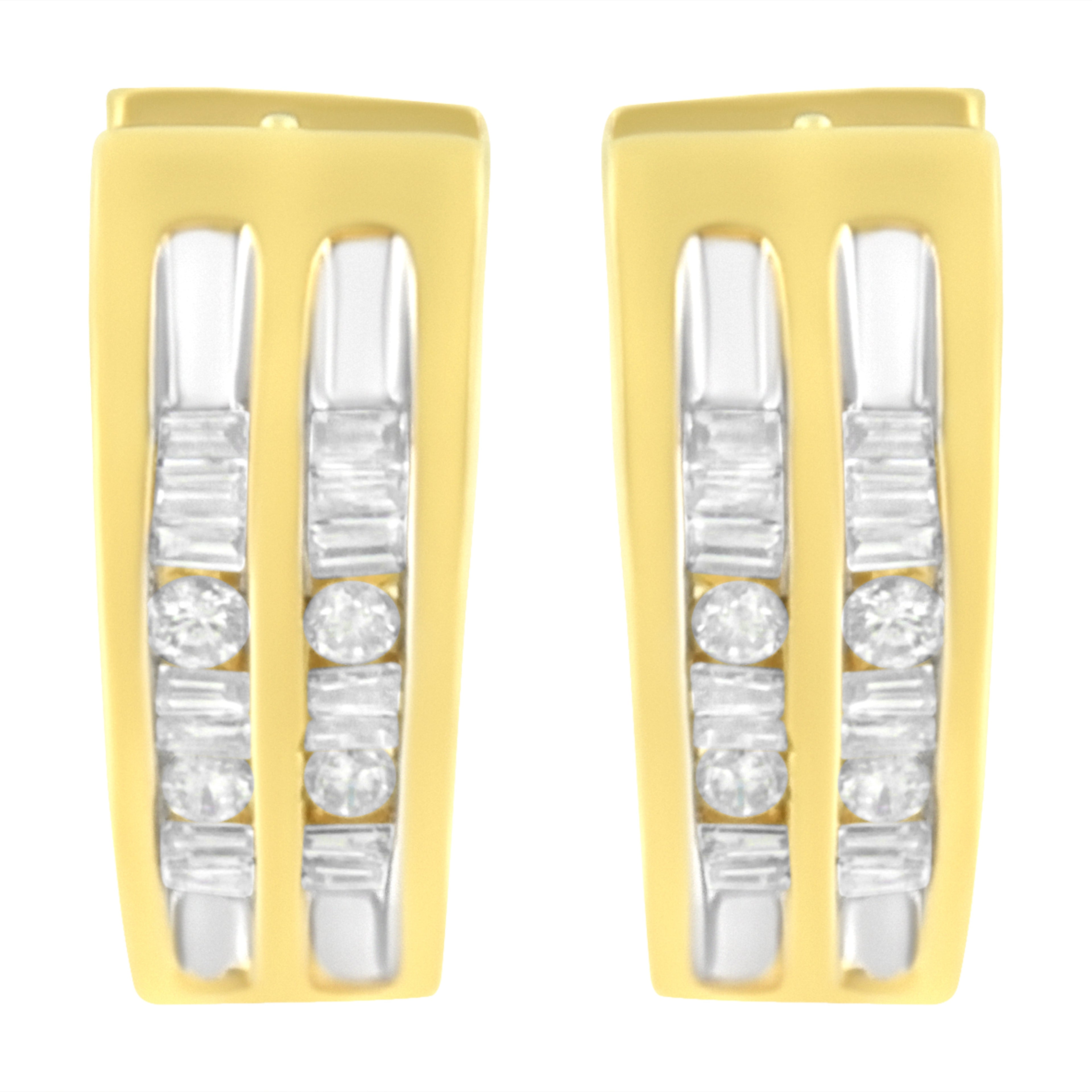 10K Yellow Gold 1/2 cttw Diamond Huggy Heart Hoop Earrings (I-J Clarity, I2-I3 Color) by Bids.com