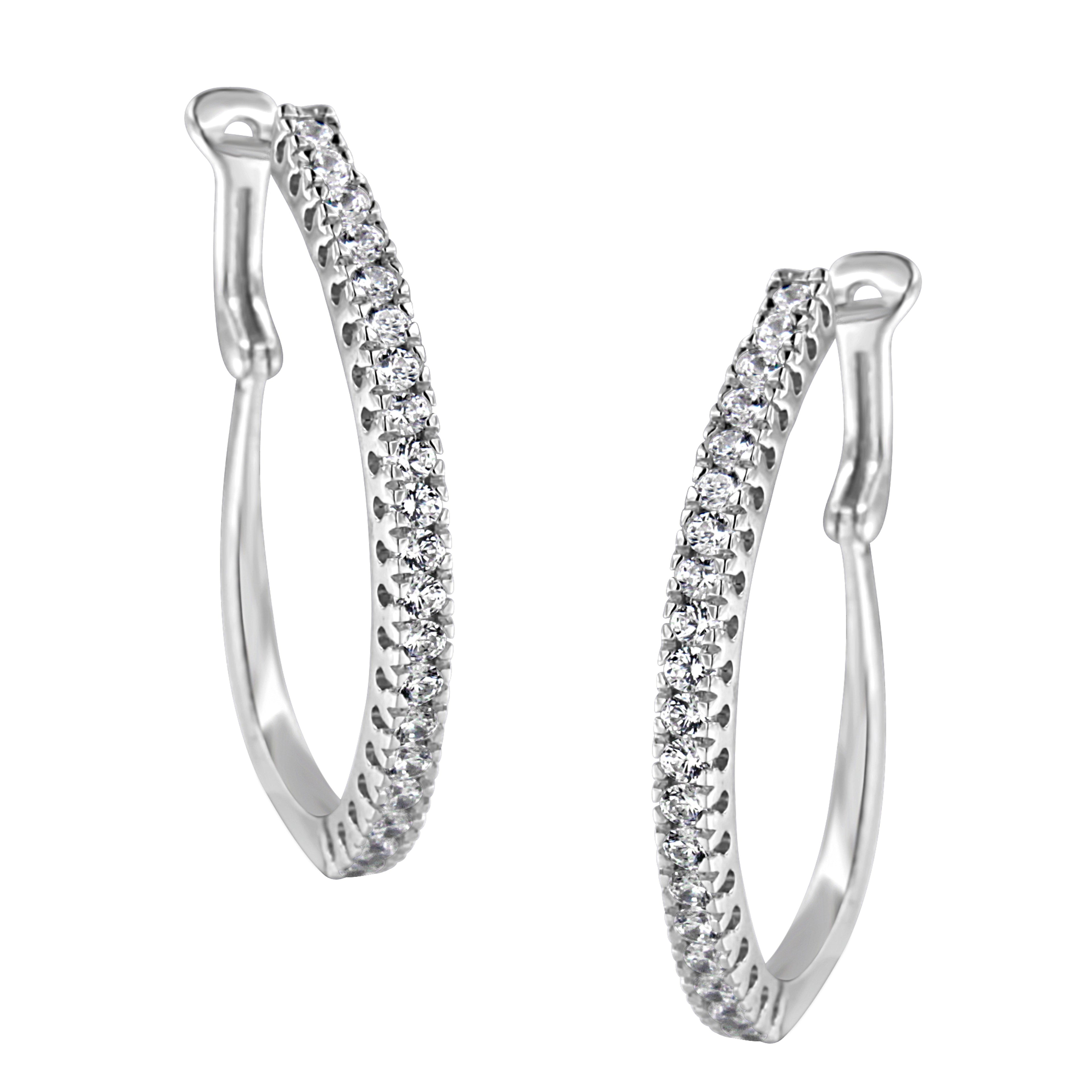 10KT White Gold 1 cttw Diamond Hoop Earrings (I-J Clarity, I2-I3 Color) by Bids.com