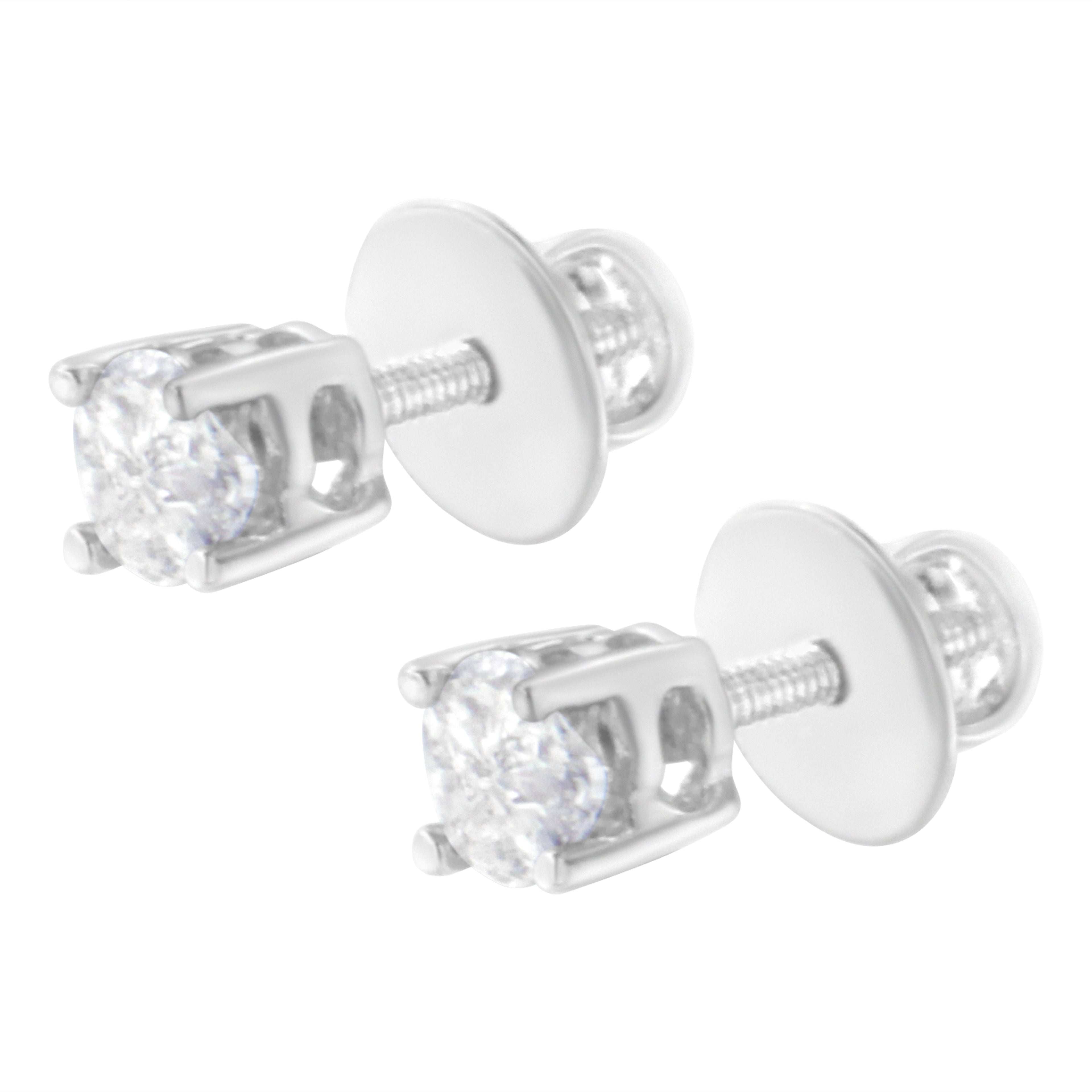 14K White Gold 1/2 Cttw Pie-Cut Diamond Solitaire Stud Earrings (H-I Color, SI1-SI2 Clarity) by Bids.com