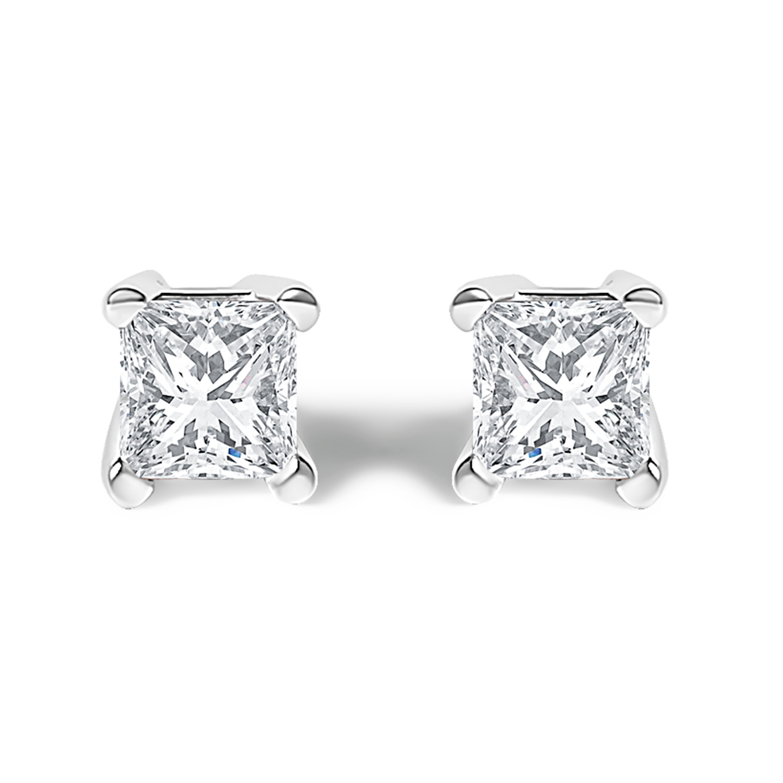 14K White Gold 1/2 Cttw Princess Cut Lab Grown Diamond Solitaire Stud Earrings (F-G Color, VS2-SI1 Clarity) by Bids.com