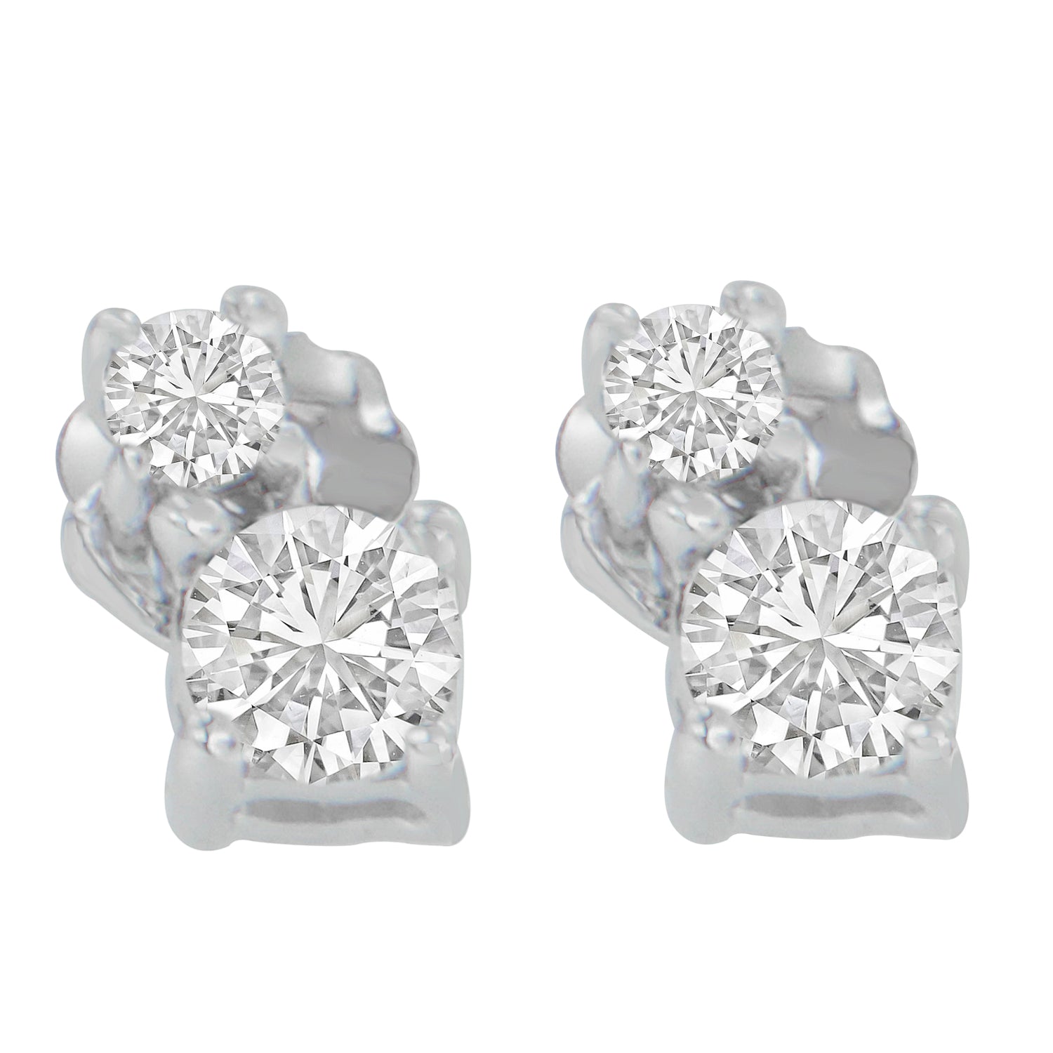 14K White Gold 1/2 cttw Round Cut Diamond Earrings (H-I, SI2-I1) by Bids.com