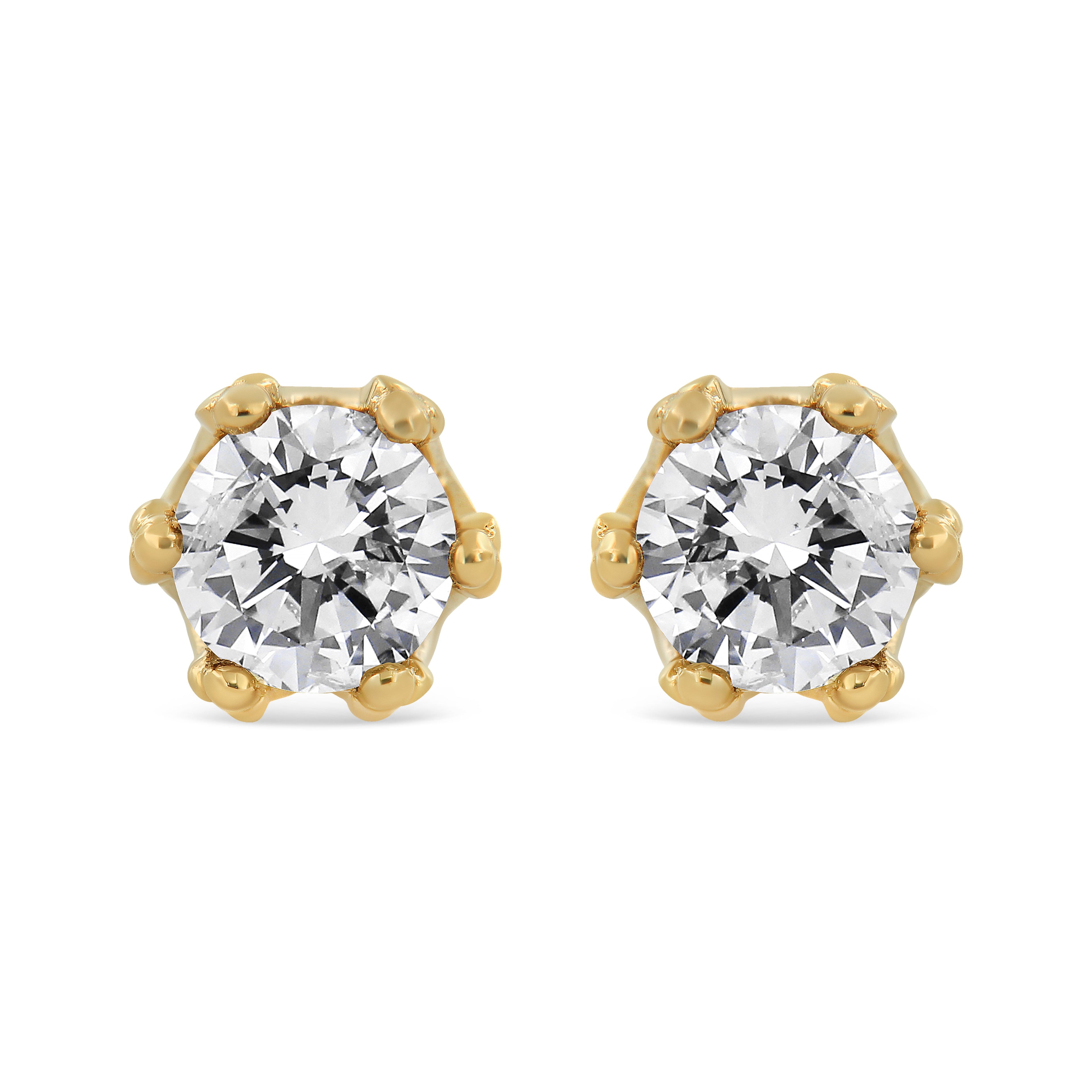 14K White Gold 1/2 Cttw Round Diamond Crown Stud Earring (I-J Color, I1-I2 Clarity) by Bids.com