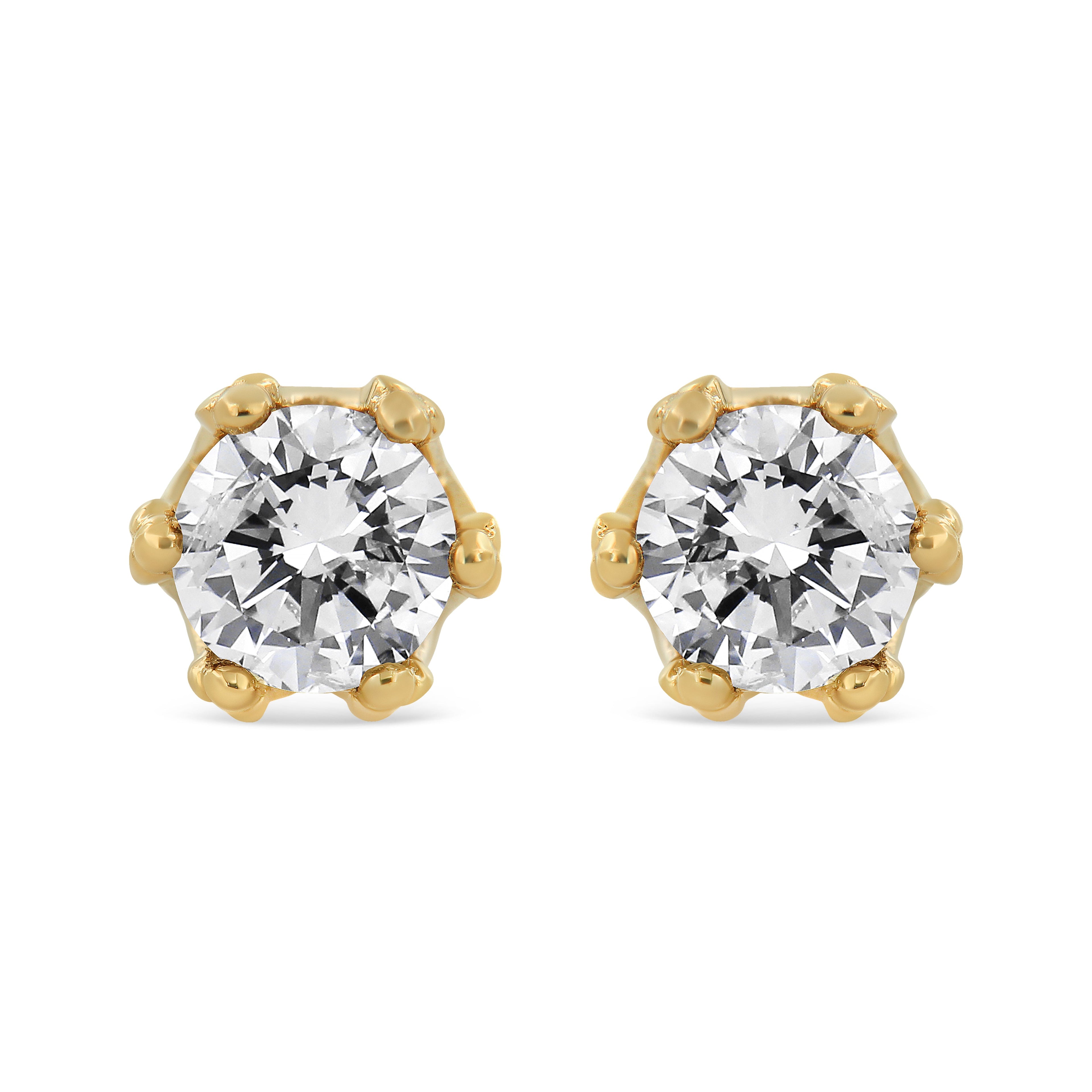 14K White Gold 1/2 Cttw Round Diamond Crown Stud Earring (I-J Color, I1-I2 Clarity)
