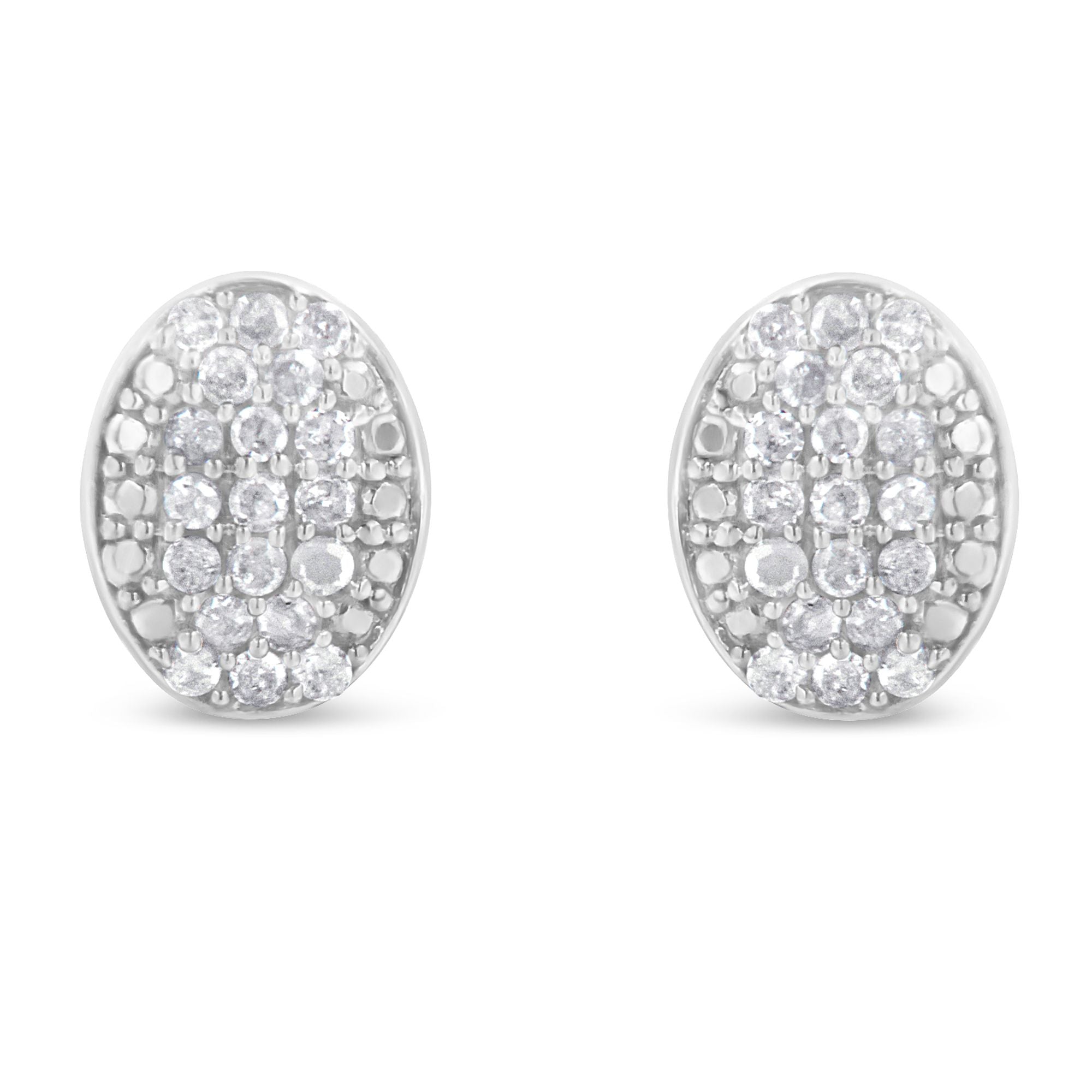 Sterling Silver Round Diamond Oval Cluster Earrings (1/2 cttw, I-J Color, I2-I3 Clarity) by Bids.com