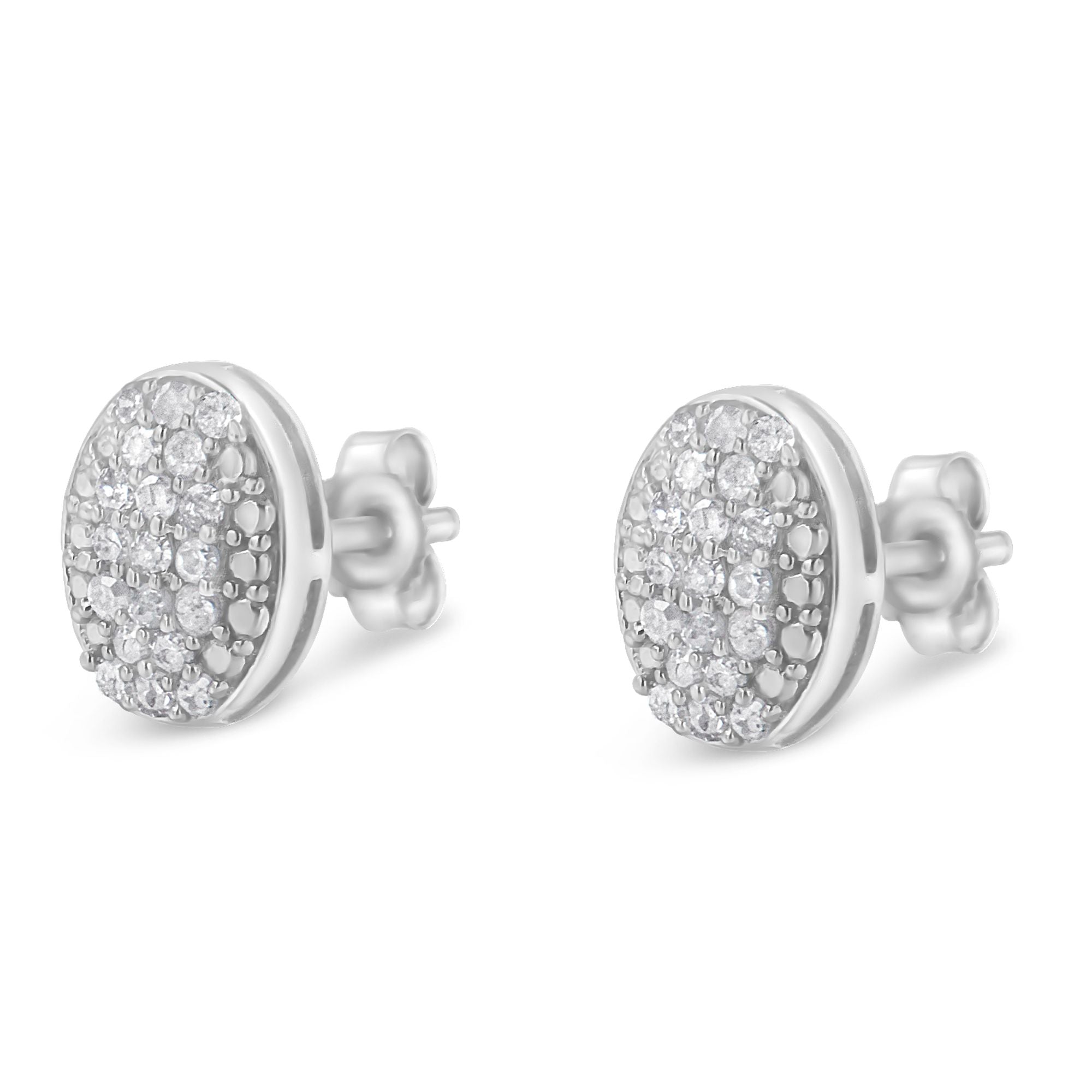 Sterling Silver Round Diamond Oval Cluster Earrings (1/2 cttw, I-J Color, I2-I3 Clarity) by Bids.com