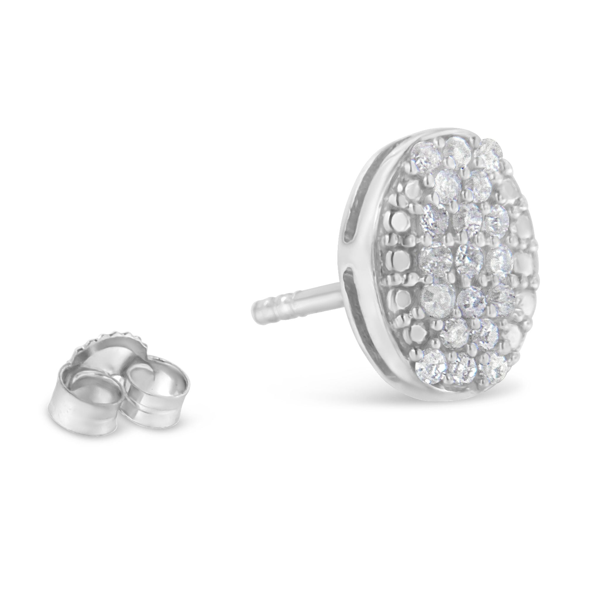 Sterling Silver Round Diamond Oval Cluster Earrings (1/2 cttw, I-J Color, I2-I3 Clarity) by Bids.com