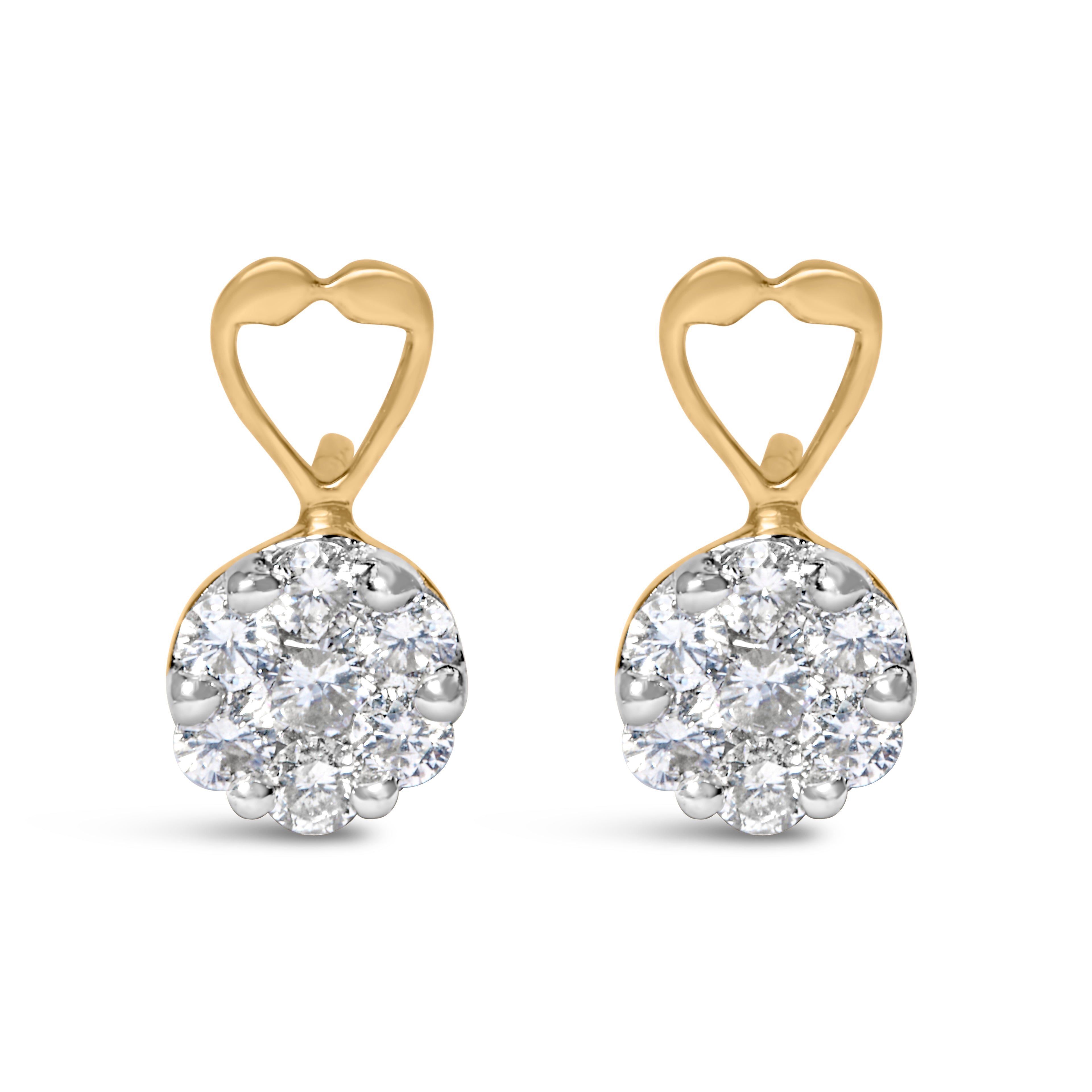 14K Yellow Gold 1ct. TDW Round-cut Diamond Earrings (I-J,SI2-I1) by Bids.com