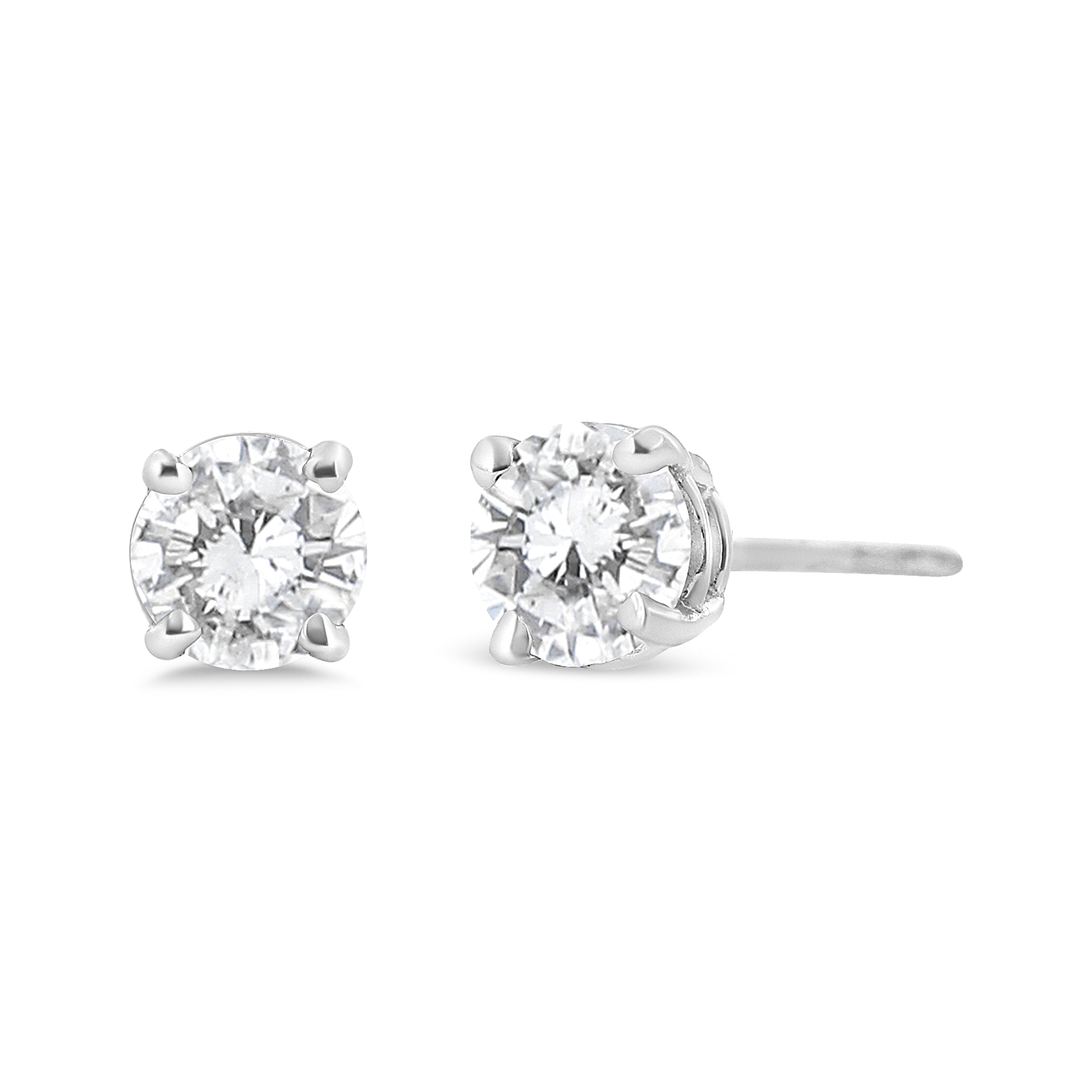 14K White Gold 3/4 Cttw Lab Grown Diamond 4-Prong Classic Stud Earrings (F-G Color, VS2-SI1 Clarity) by Bids.com