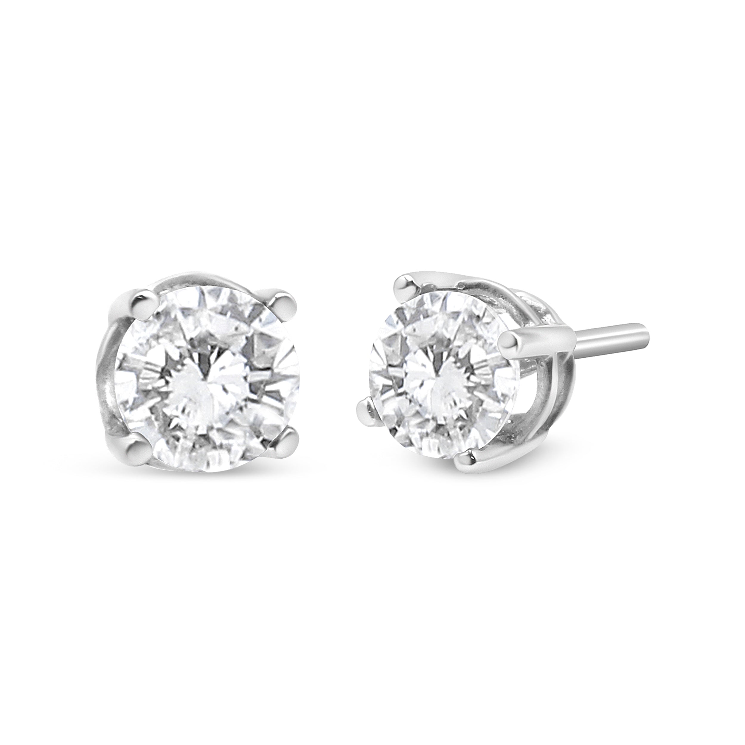 14K White Gold 3/4 Cttw Lab Grown Diamond 4-Prong Classic Stud Earrings (F-G Color, VS2-SI1 Clarity) by Bids.com