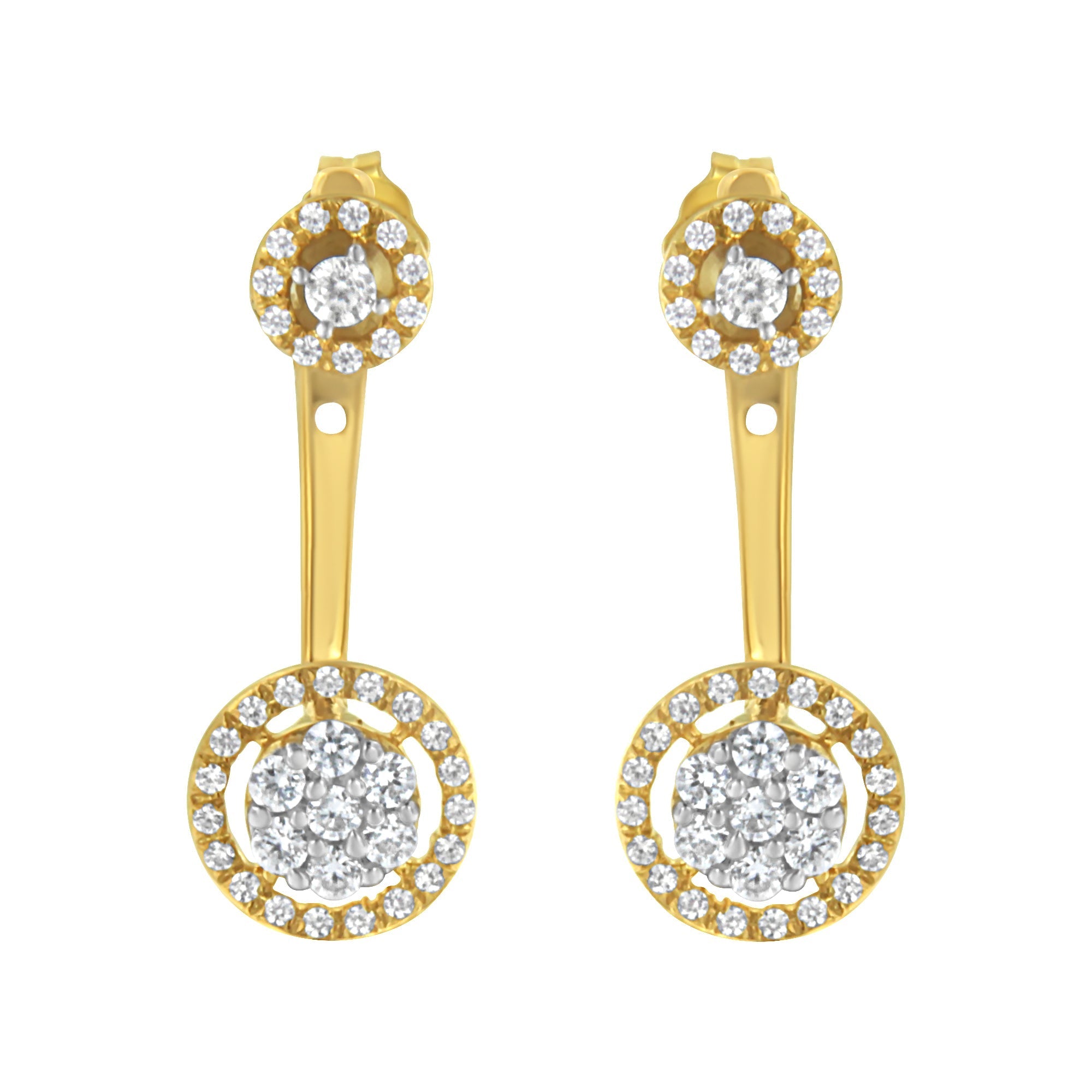 14K Yellow Gold Plated .925 Sterling Silver 5/8 Cttw Diamond Removable Stud and Dangle Earrings (I-J Color, I2-I3)