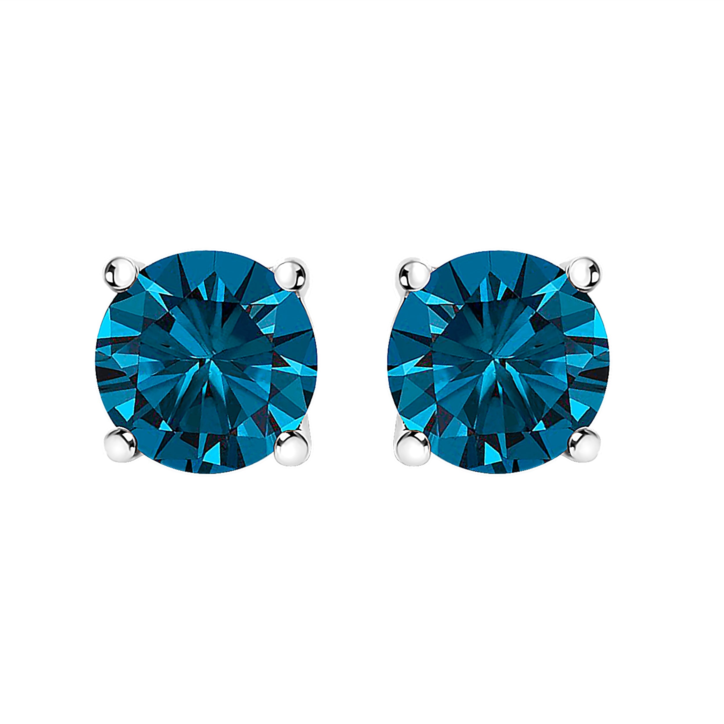 14K White Gold 1.00 Cttw Blue Lab Grown Diamond Stud Earrings with Screw Backs by Bids.com