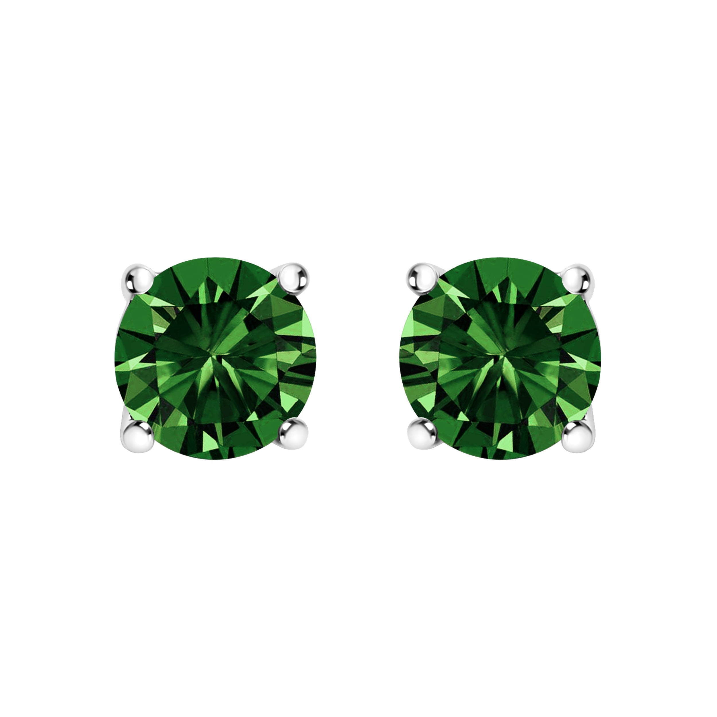 14K White Gold 1.0 Cttw Lab Grown Green Diamond Classic Solitaire Stud Earrings DestGlow