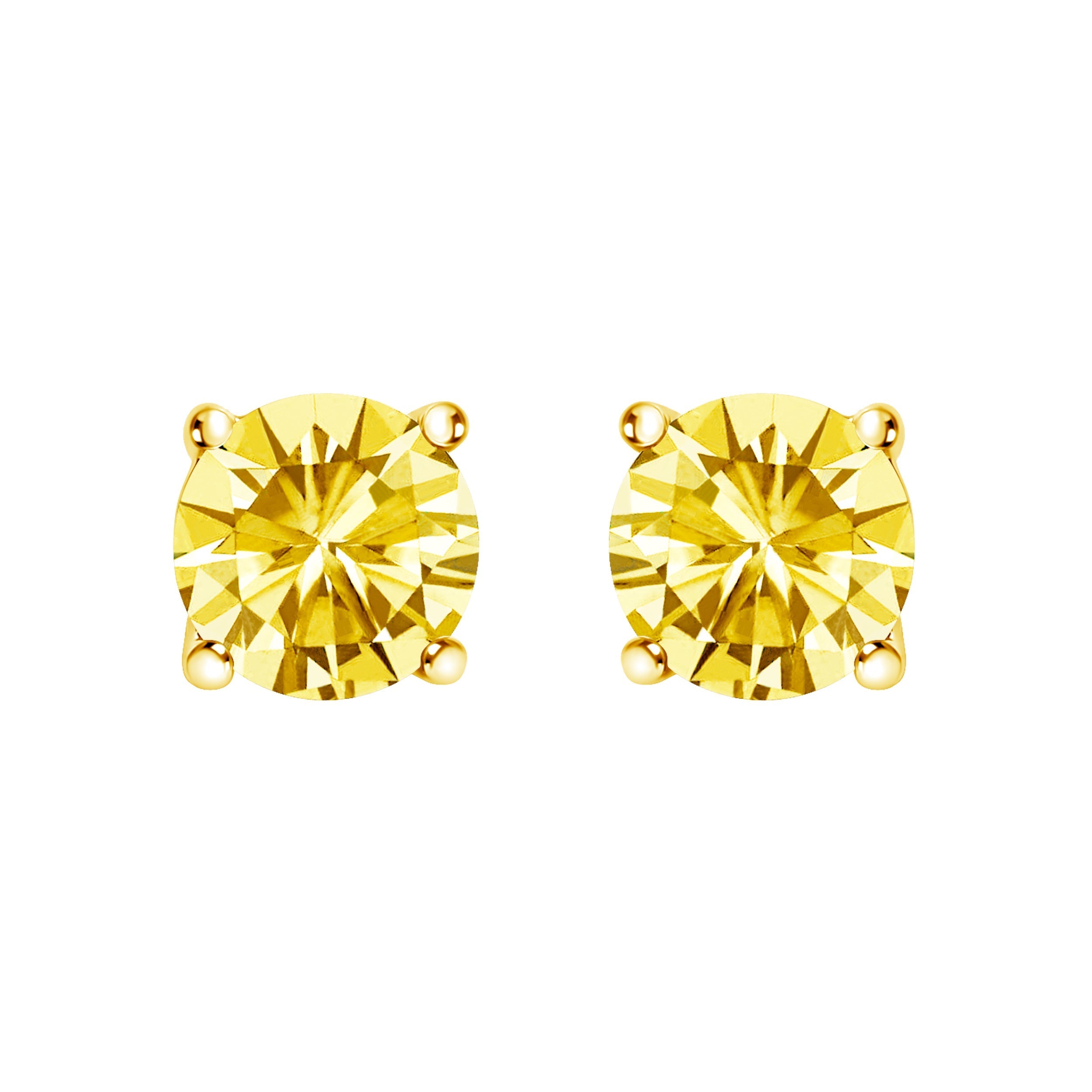 14K White Gold 1.0 Cttw Lab Grown Yellow Diamond Solitaire Stud Earrings (Yellow Color, VS2-SI1 Clarity)