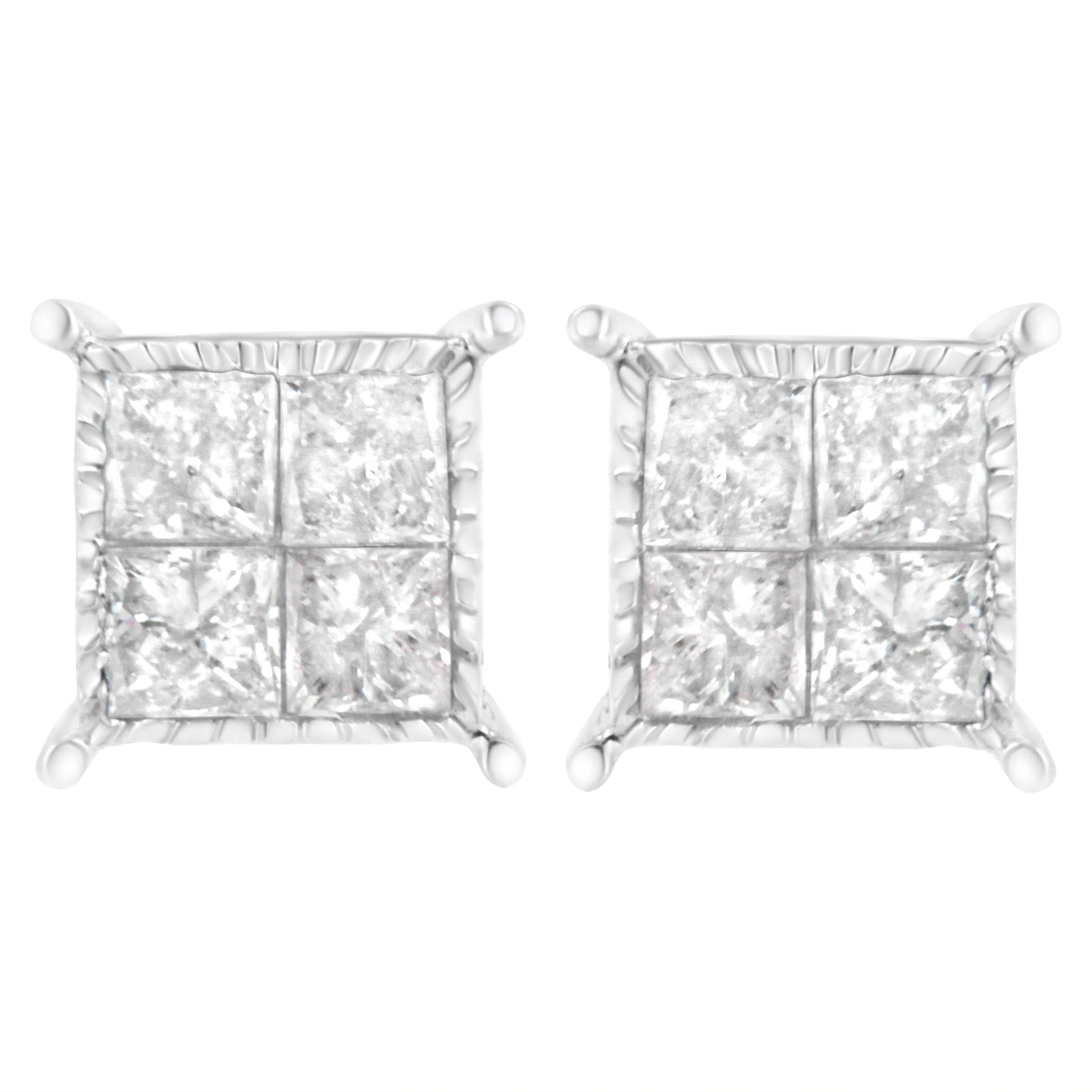 Sterling Silver 3/4 cttw Composite Diamond Stud Earrings (I-J, I2-I3) by Bids.com