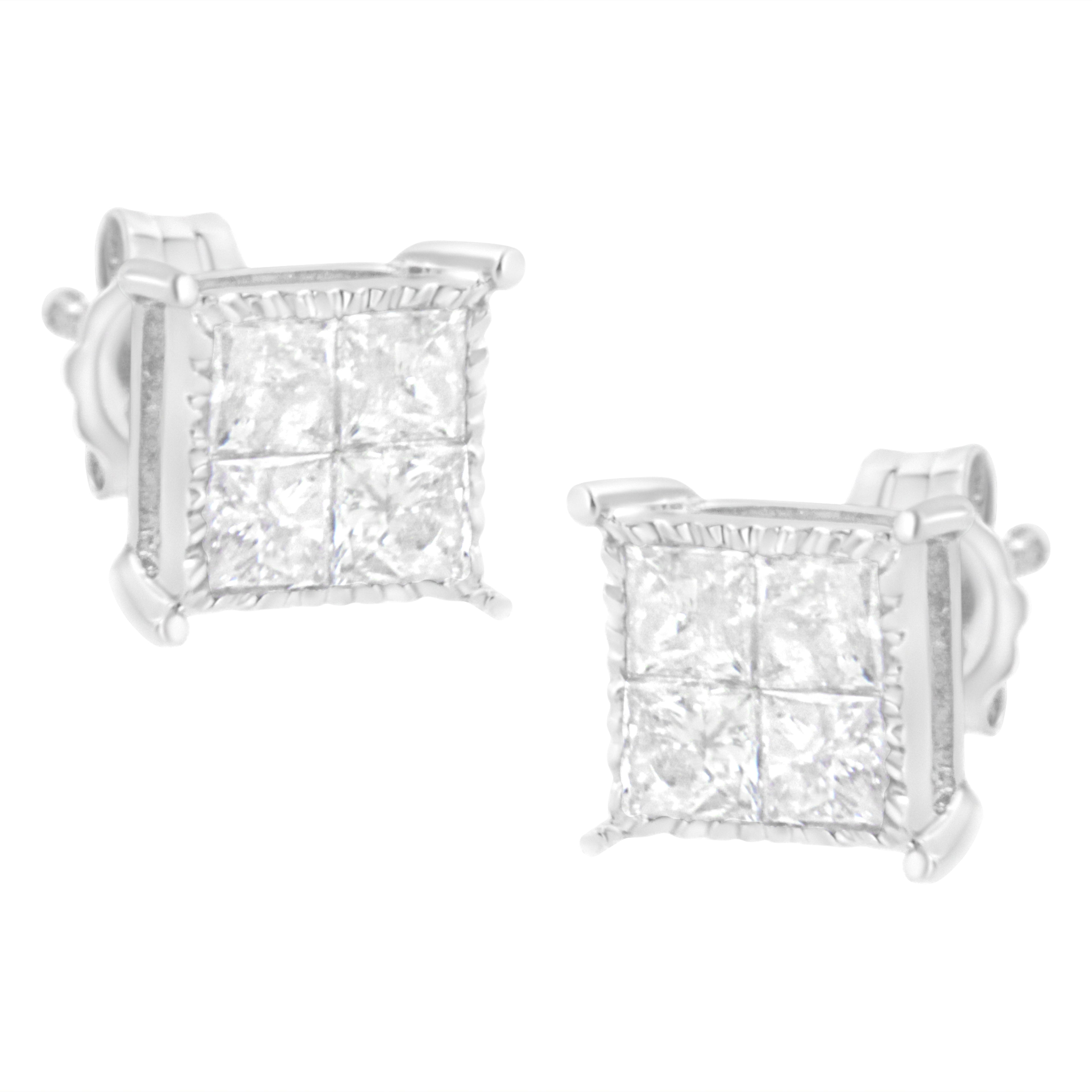 Sterling Silver 3/4 cttw Composite Diamond Stud Earrings (I-J, I2-I3) by Bids.com