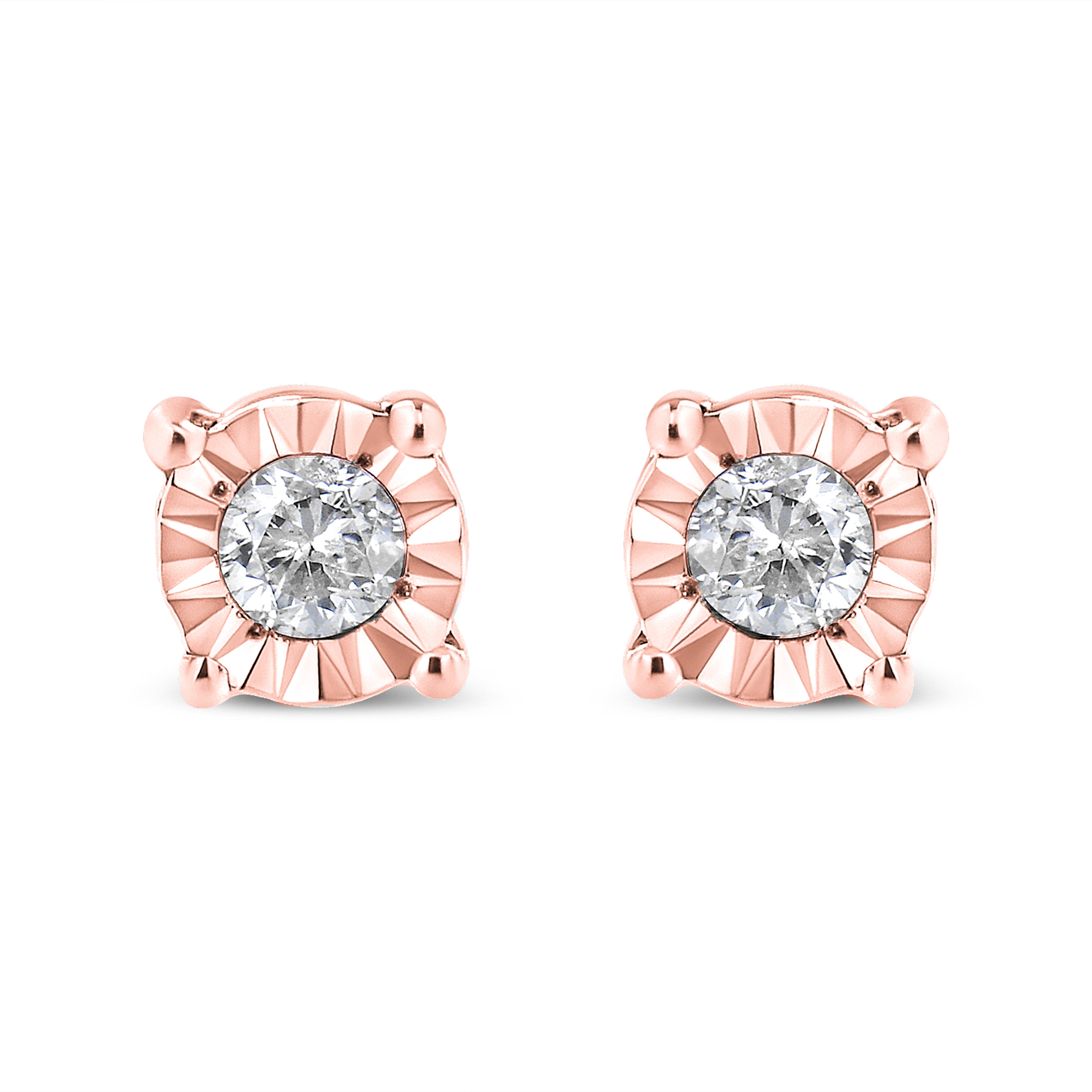 10K Yellow Gold Plated .925 Sterling Silver 1/10 Cttw Round Brilliant-Cut Diamond Miracle-Set Stud Earrings (J-K Color, I3 Clarity) by Bids.com