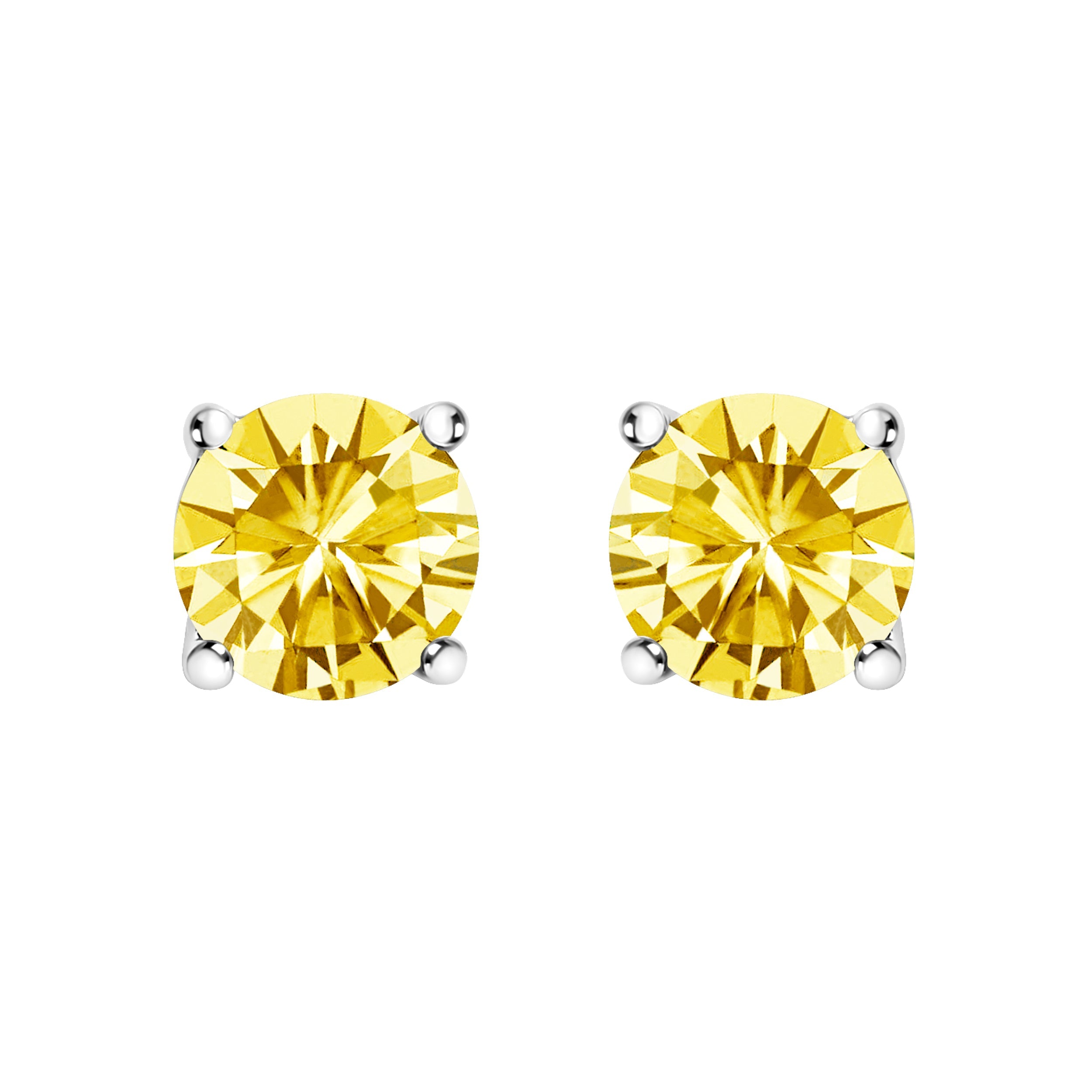 14K White Gold 1.0 Cttw Lab Grown Yellow Diamond Solitaire Stud Earrings (Yellow Color, VS2-SI1 Clarity) by Bids.com