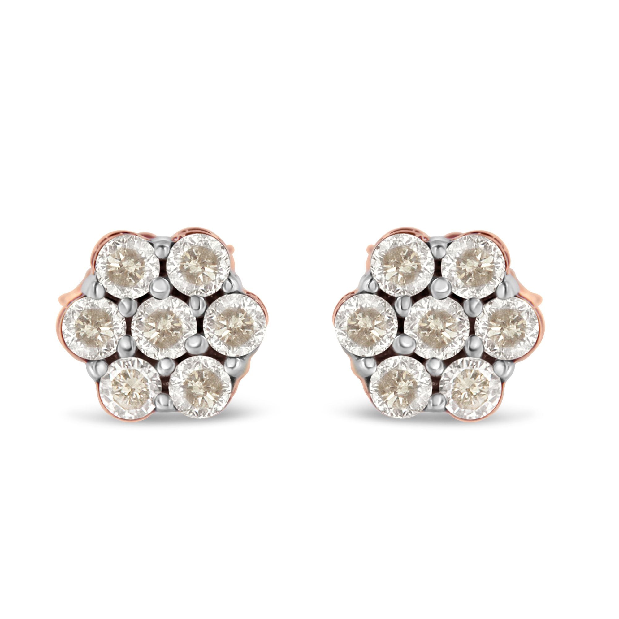10K Rose Gold Diamond Floral Stud Earrings (0.5 cttw, J-K Color, I1-I2 Clarity) by Bids.com