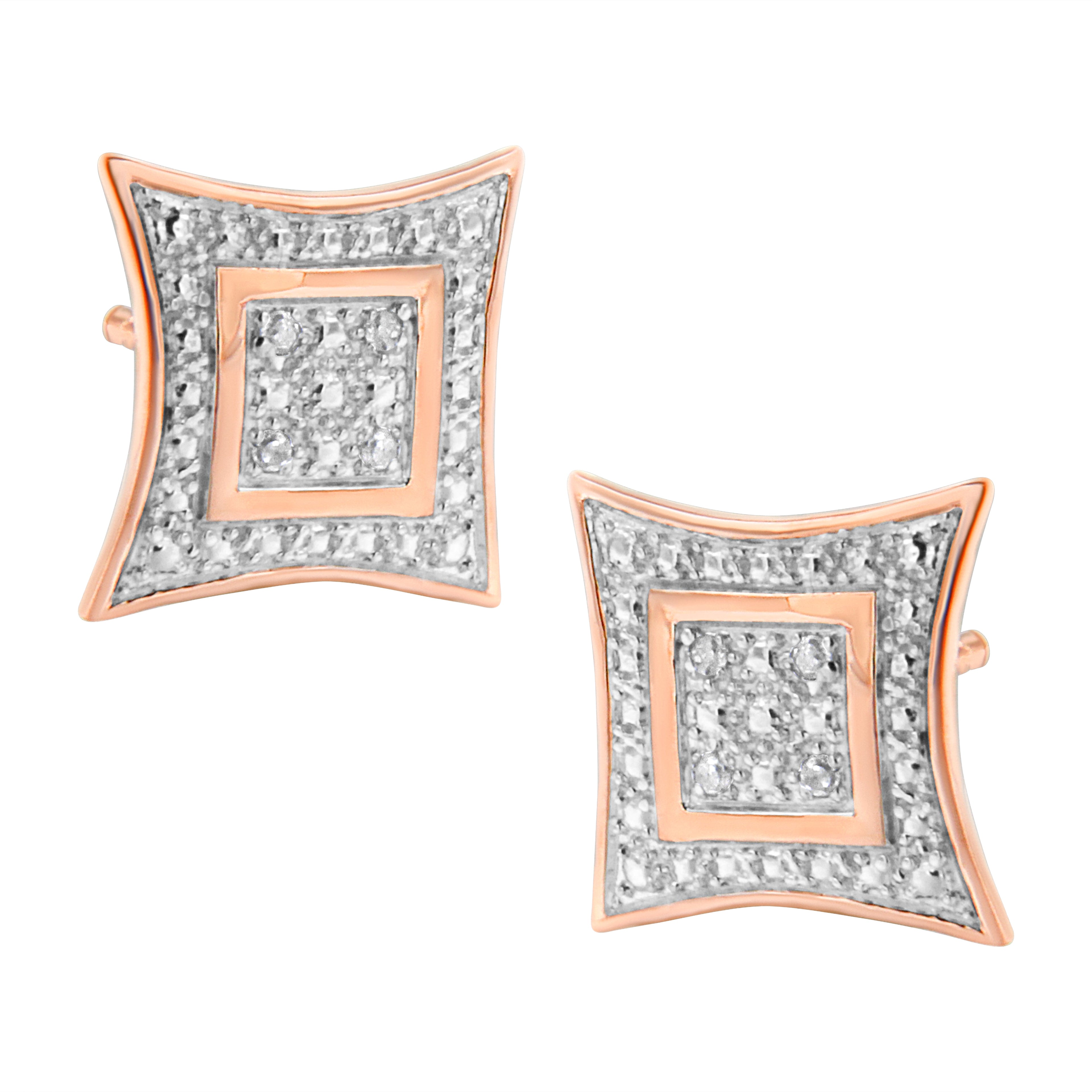 .925 Sterling Silver Diamond Accented 4-Stone Four Pointed Star Shaped Halo-Style Stud Earrings (H-I Color, I2-I3 Clarity) by Bids.com