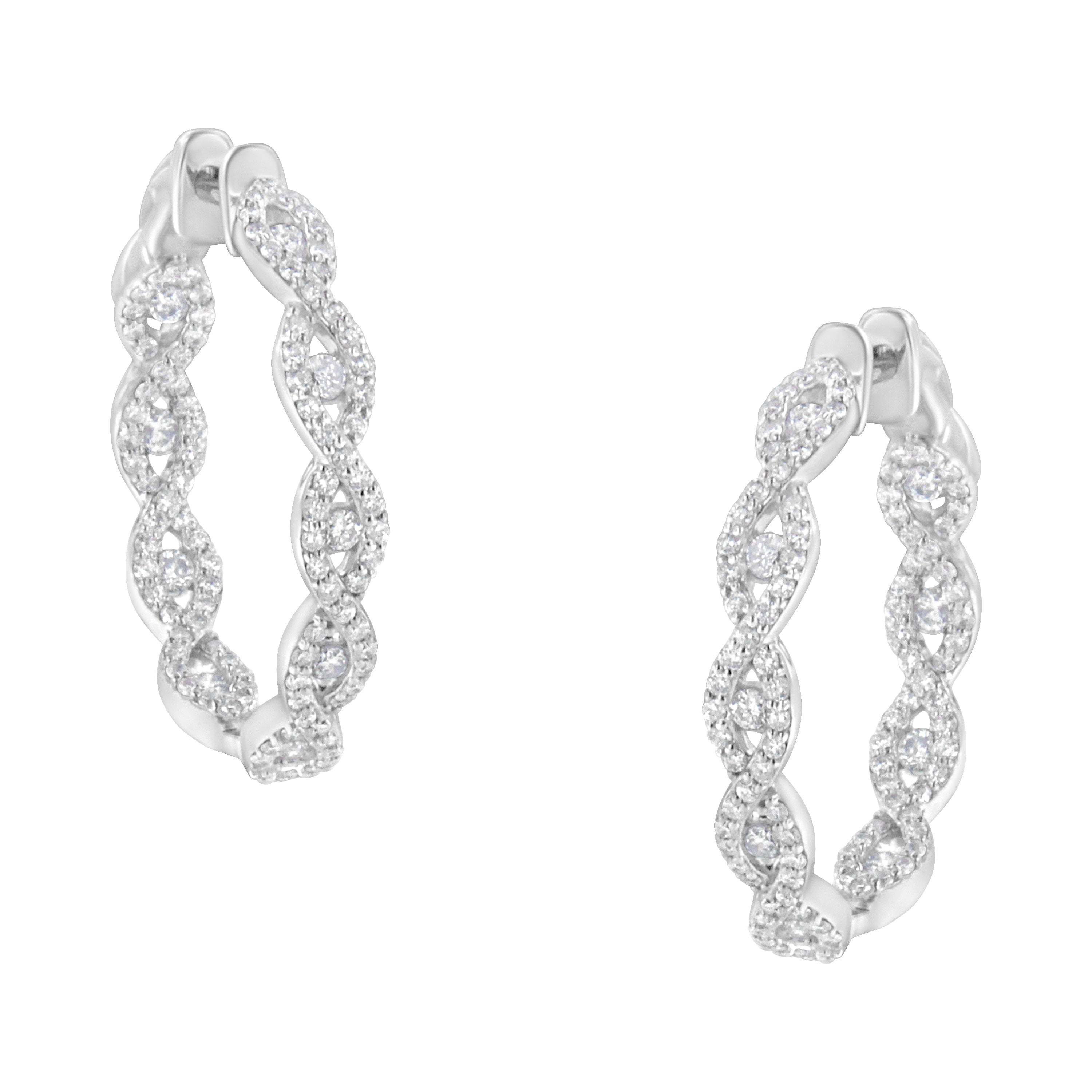 10K White Gold Diamond Hoop Earrings (1 1/2 cttw, H-I Color, I1-I2 Clarity) by Bids.com
