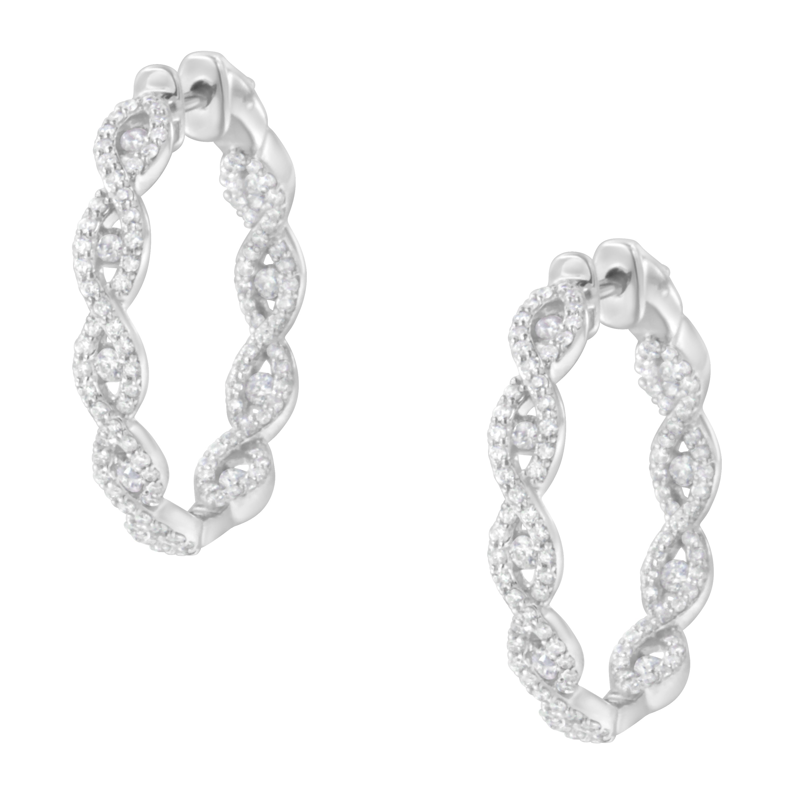 10K White Gold Diamond Hoop Earrings (1 1/2 cttw, H-I Color, I1-I2 Clarity) by Bids.com