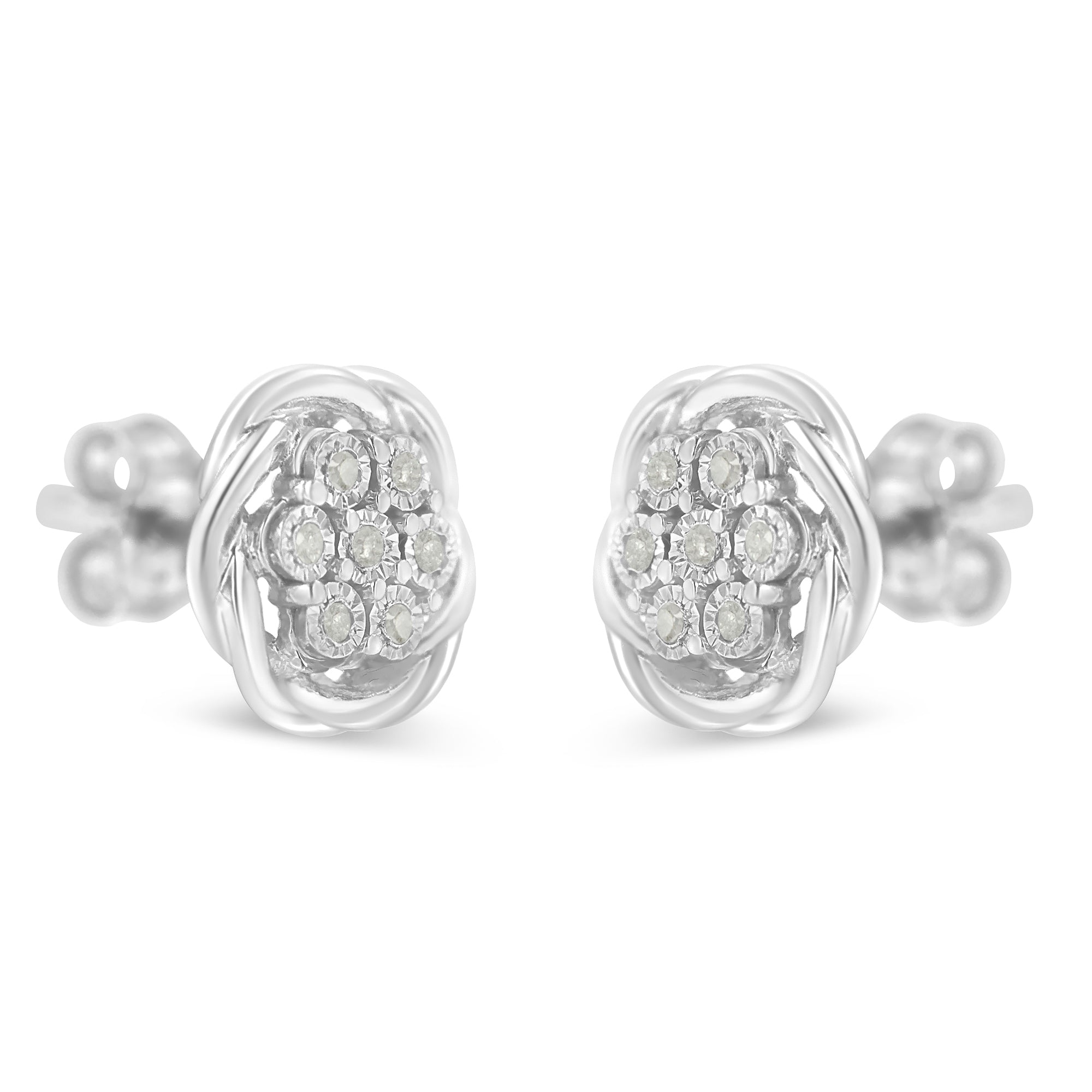 Sterling Silver Diamond Swirl Cluster Stud Earrings (1/6 cttw, I-J Color, I2-I3 Clarity) by Bids.com