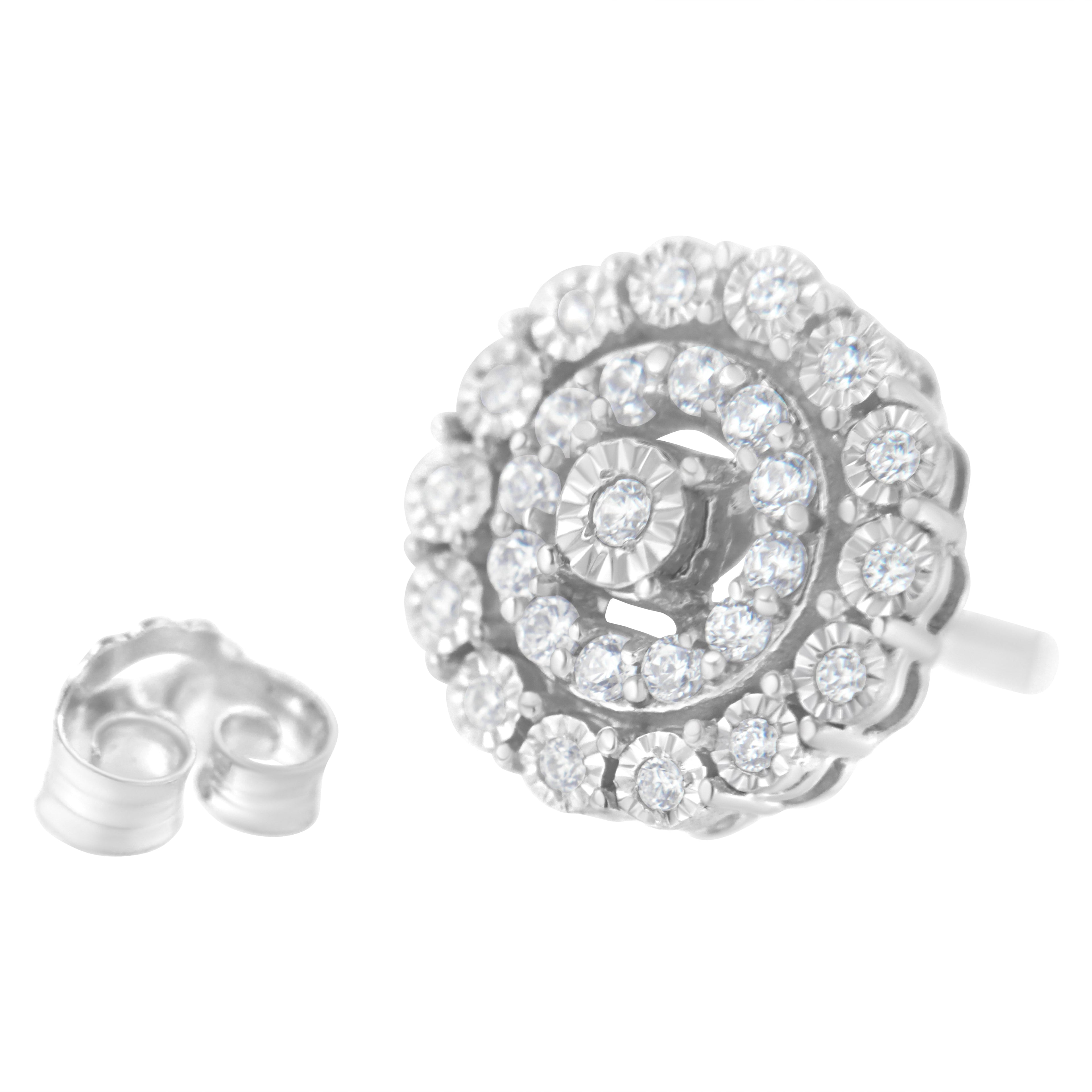 10KT White Gold 1/2 cttw Double Halo Brilliant Round-Cut Diamond Stud Earrings (I-J Clarity, I2-I3 Color) by Bids.com