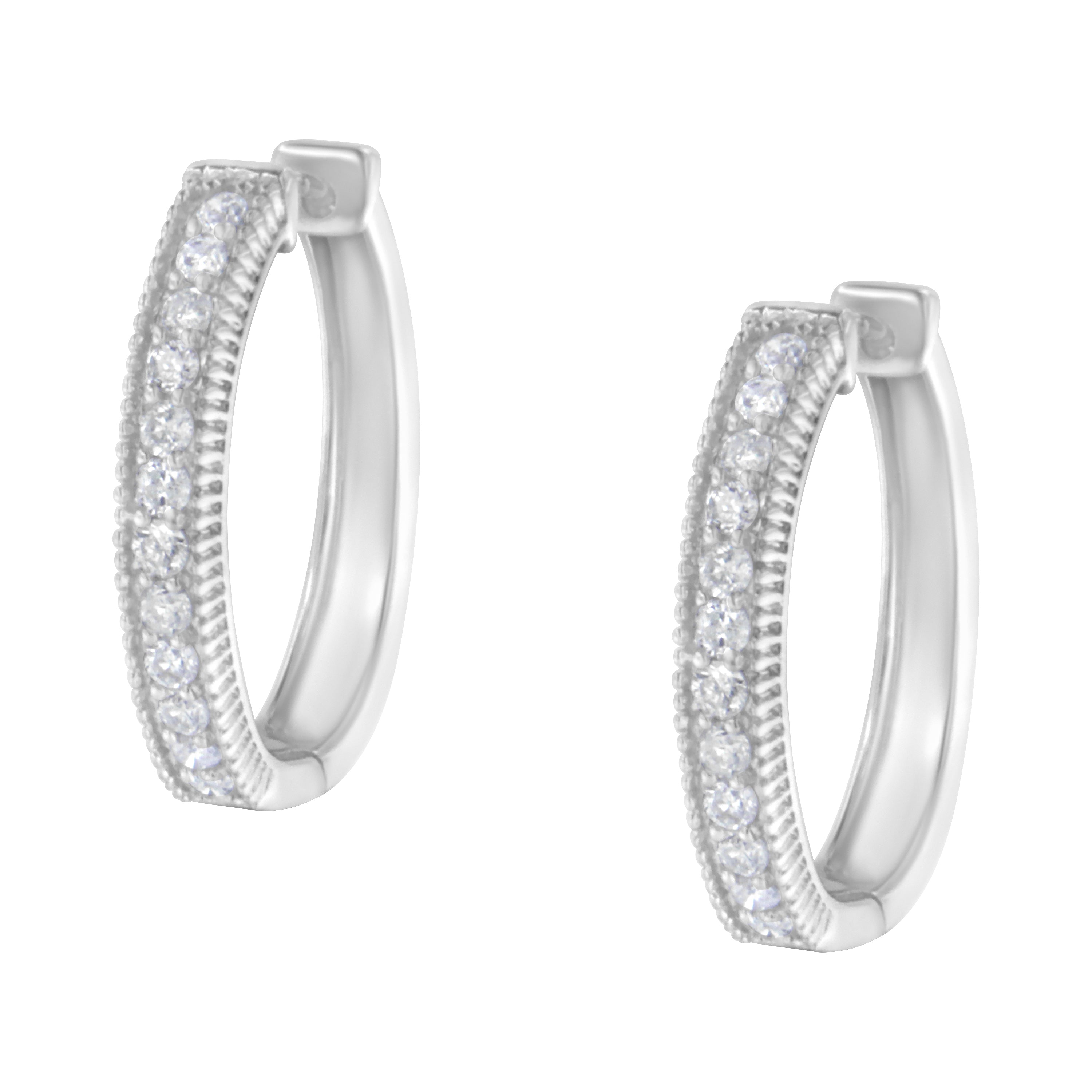 10KT White Gold Diamond Hoop Earring (1.00 cttw, H-I Color, I1-I2 Clarity) by Bids.com