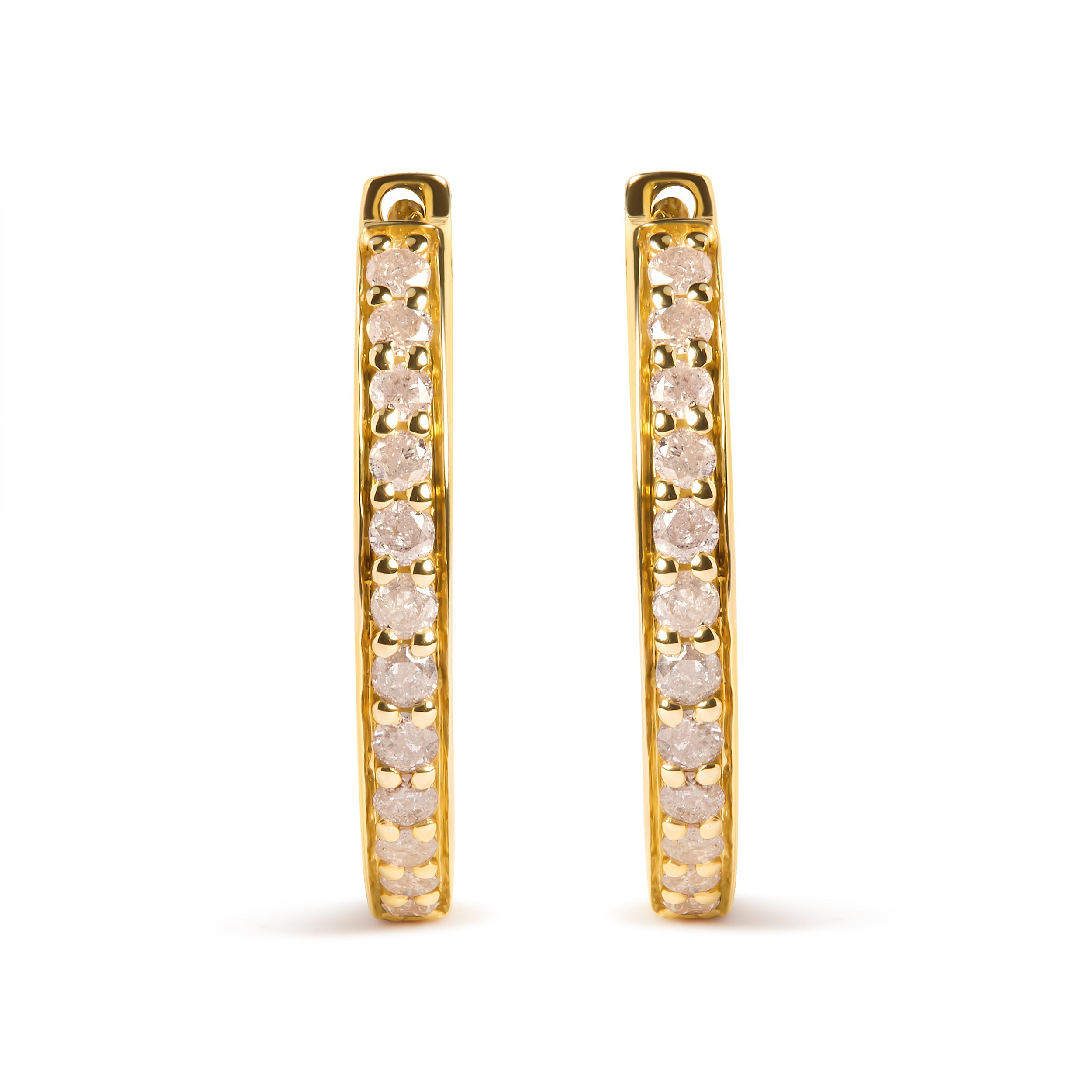 10K Yellow Gold 1/2 Cttw Round-Cut Diamond Hoop Earrings (I-J Color, I2-I3 Clarity) by Bids.com