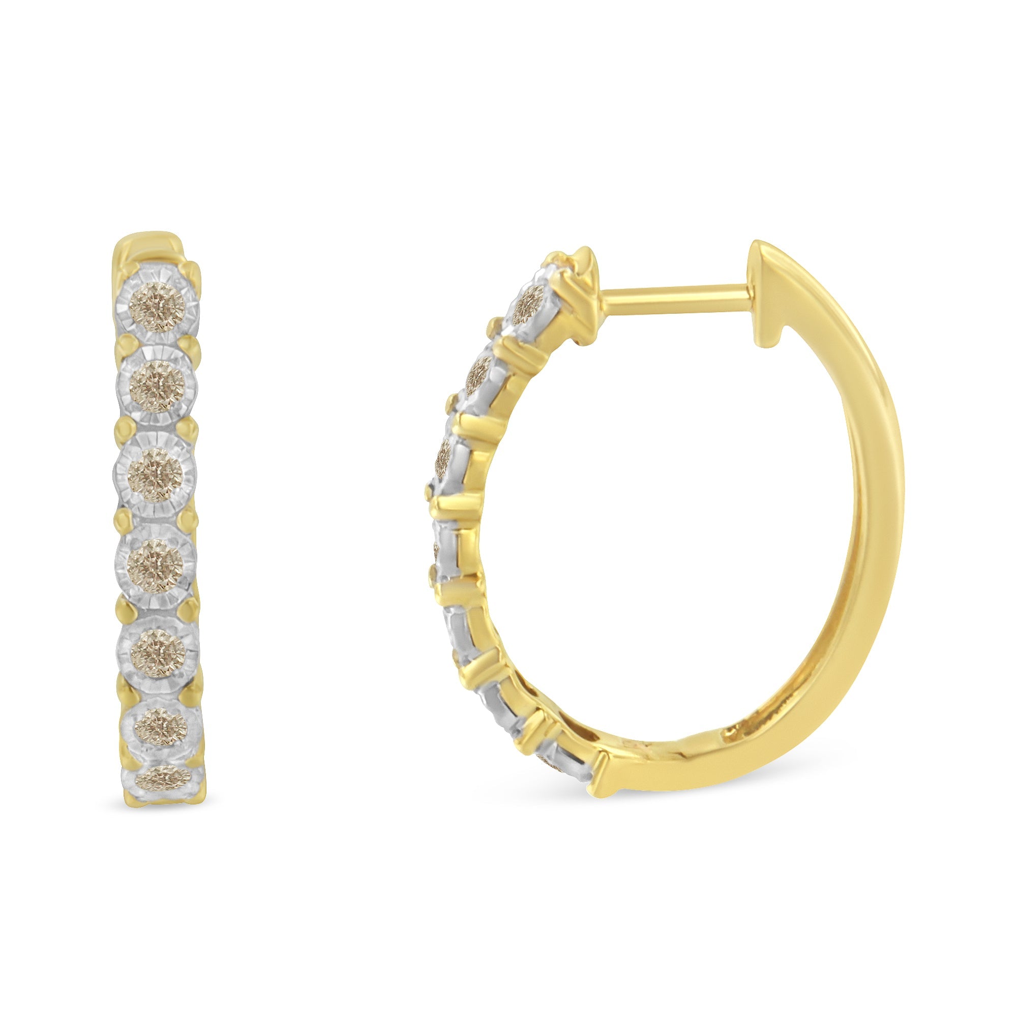 10KT Two-Toned Gold Diamond Hoop Earring (1/2 cttw, J-K Color, I2-I3 Clarity) by Bids.com