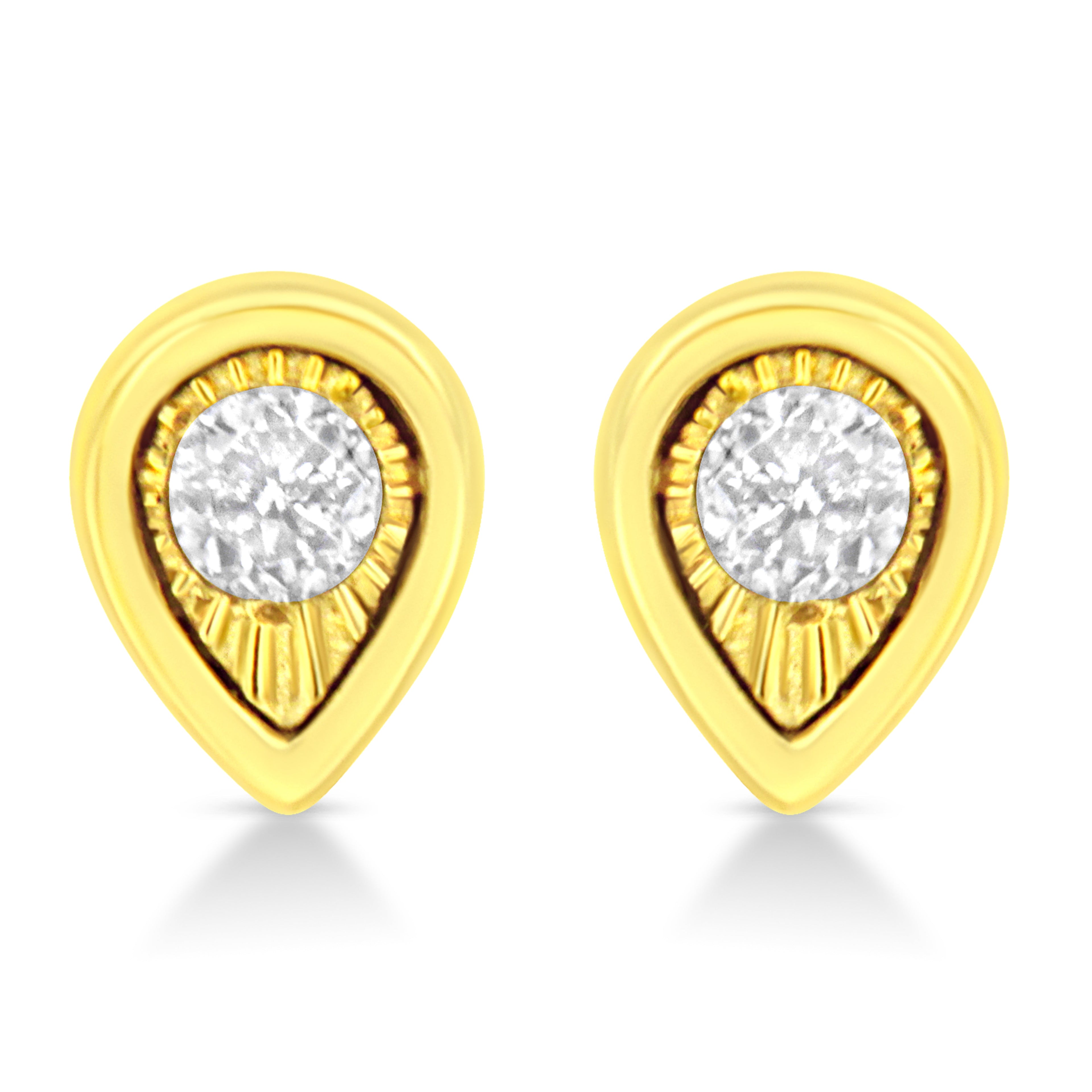 10K Yellow Gold Plated .925 Sterling Silver 1/10 Cttw Miracle-Set Diamond Circle Shape Stud Earrings (K-L Color, I2-I3 Clarity) by Bids.com