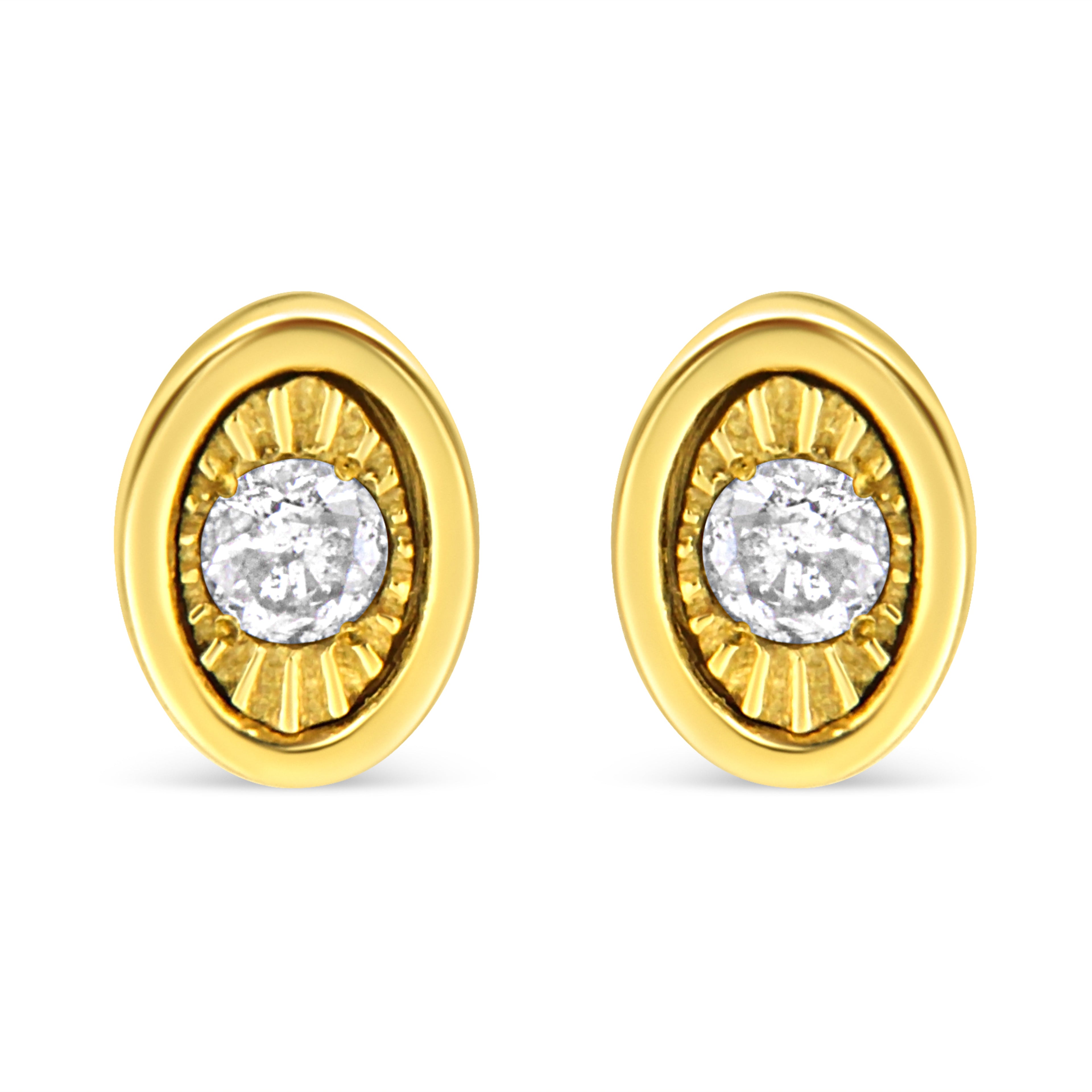 10K Yellow Gold Plated .925 Sterling Silver 1/10 Cttw Miracle-Set Diamond Circle Shape Stud Earrings (K-L Color, I2-I3 Clarity) by Bids.com
