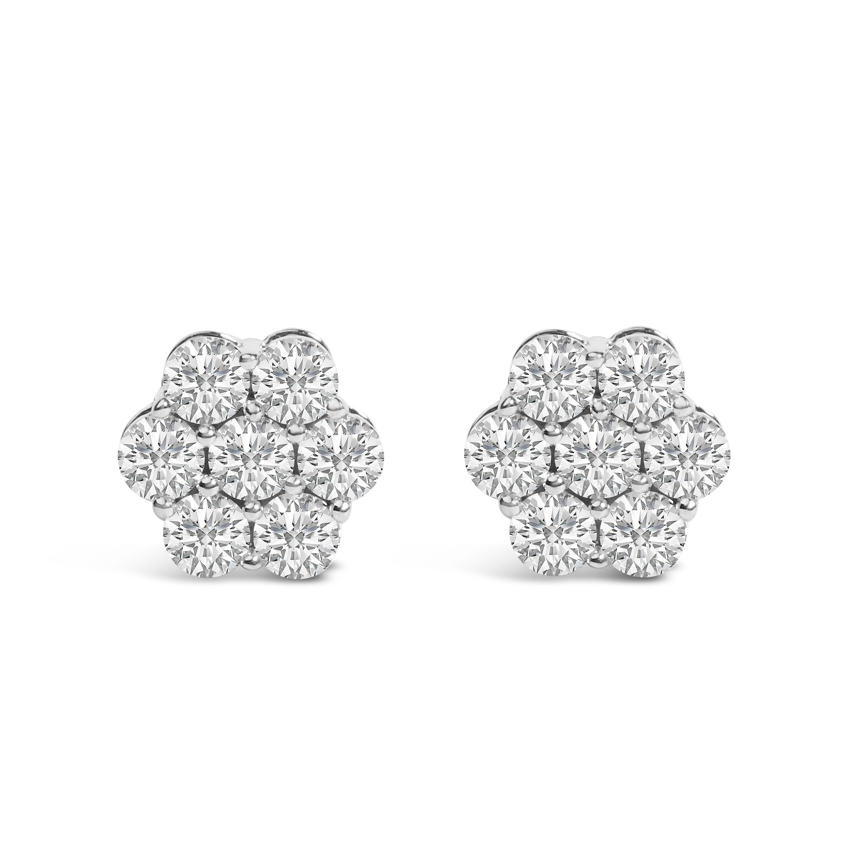 14KT White Gold 1 cttw Diamond Composite Stud Earrings (I-J, SI2-I1) by Bids.com
