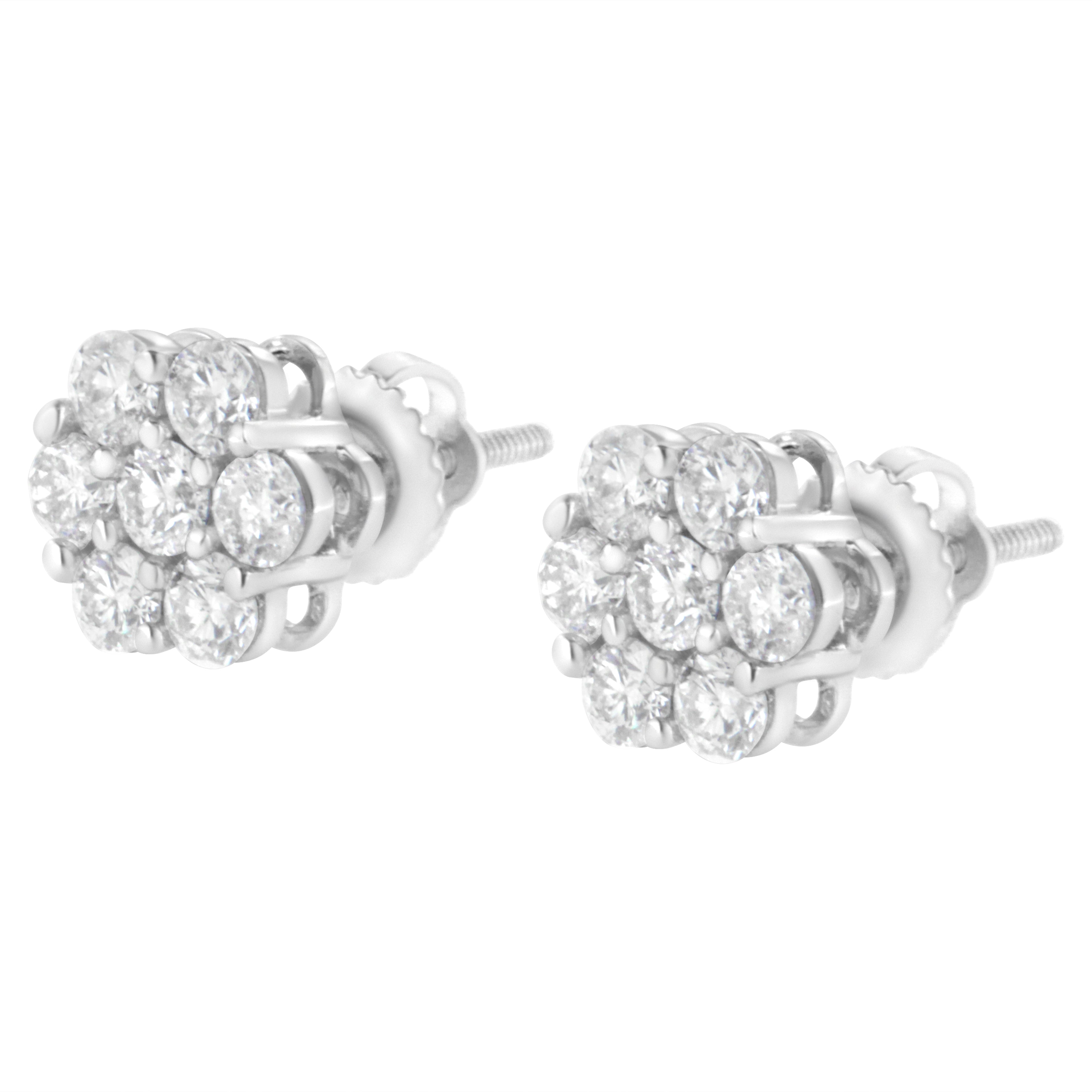 14KT White Gold 1 cttw Diamond Composite Stud Earrings (I-J, SI2-I1) by Bids.com