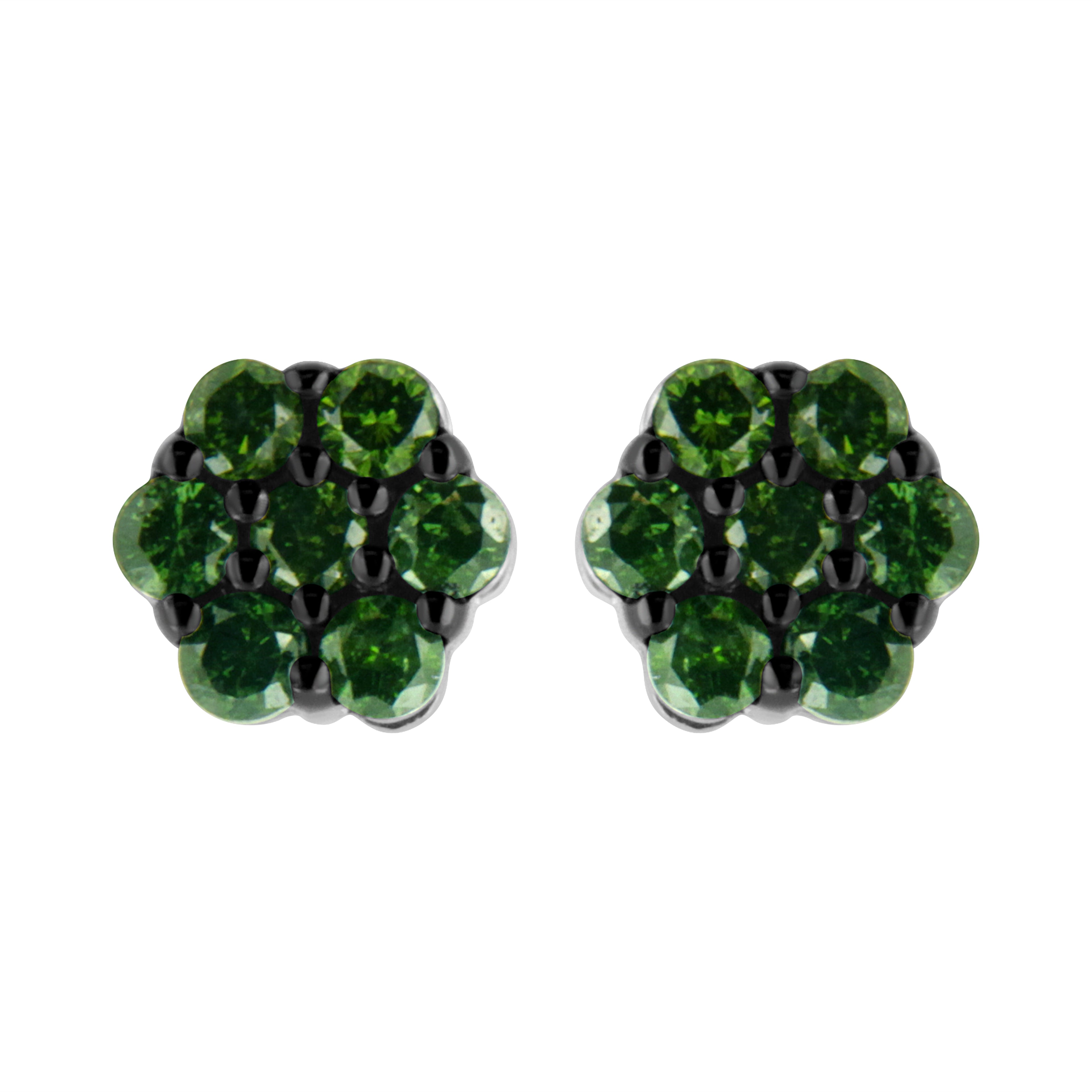.925 Sterling Silver 1/4 Cttw Treated Yellow Diamond Floral Stud Earrings (Yellow Color, I1-I2 Clarity) by Bids.com