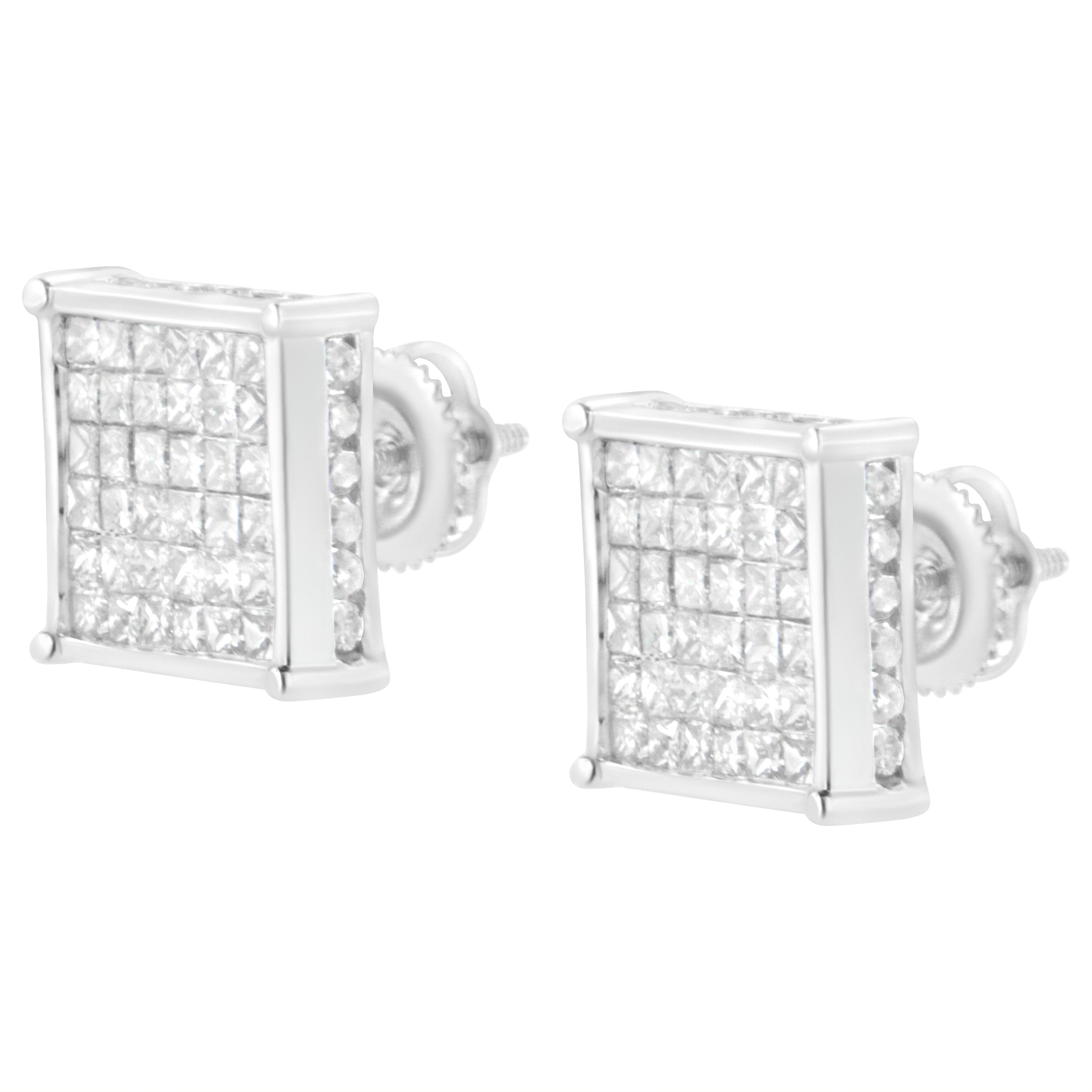 10K White Gold 2ct TDW Princess-Cut Composite Diamond Stud Earring (I-J ,I2-I3) by Bids.com