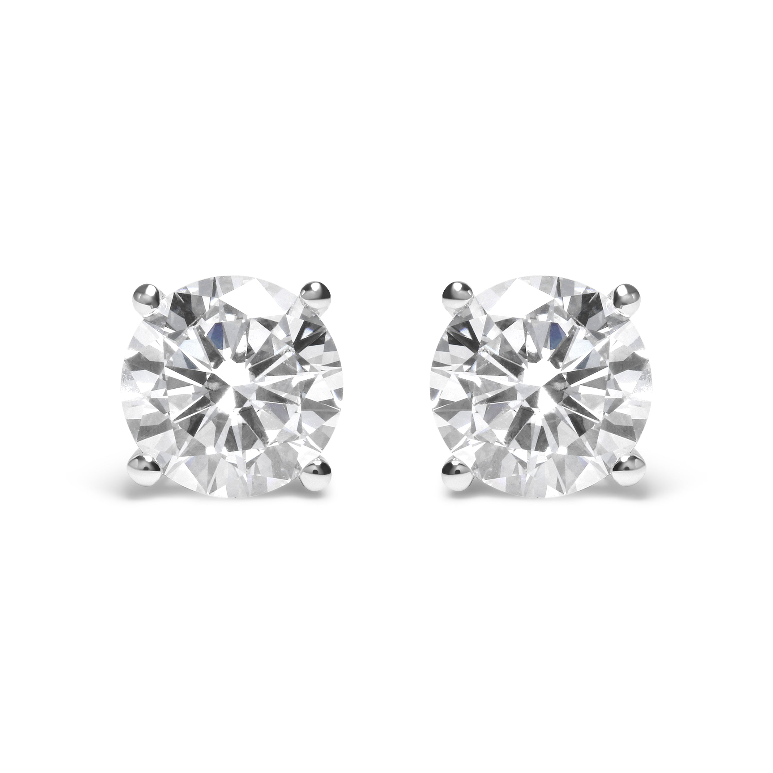 IGI Certified 14K White Gold 5.00 Cttw Round Brilliant-Cut Lab Grown Diamond Classic 4-Prong Stud Earrings with Screw Backs (F-G Color, SI1 Clarity) by Bids.com