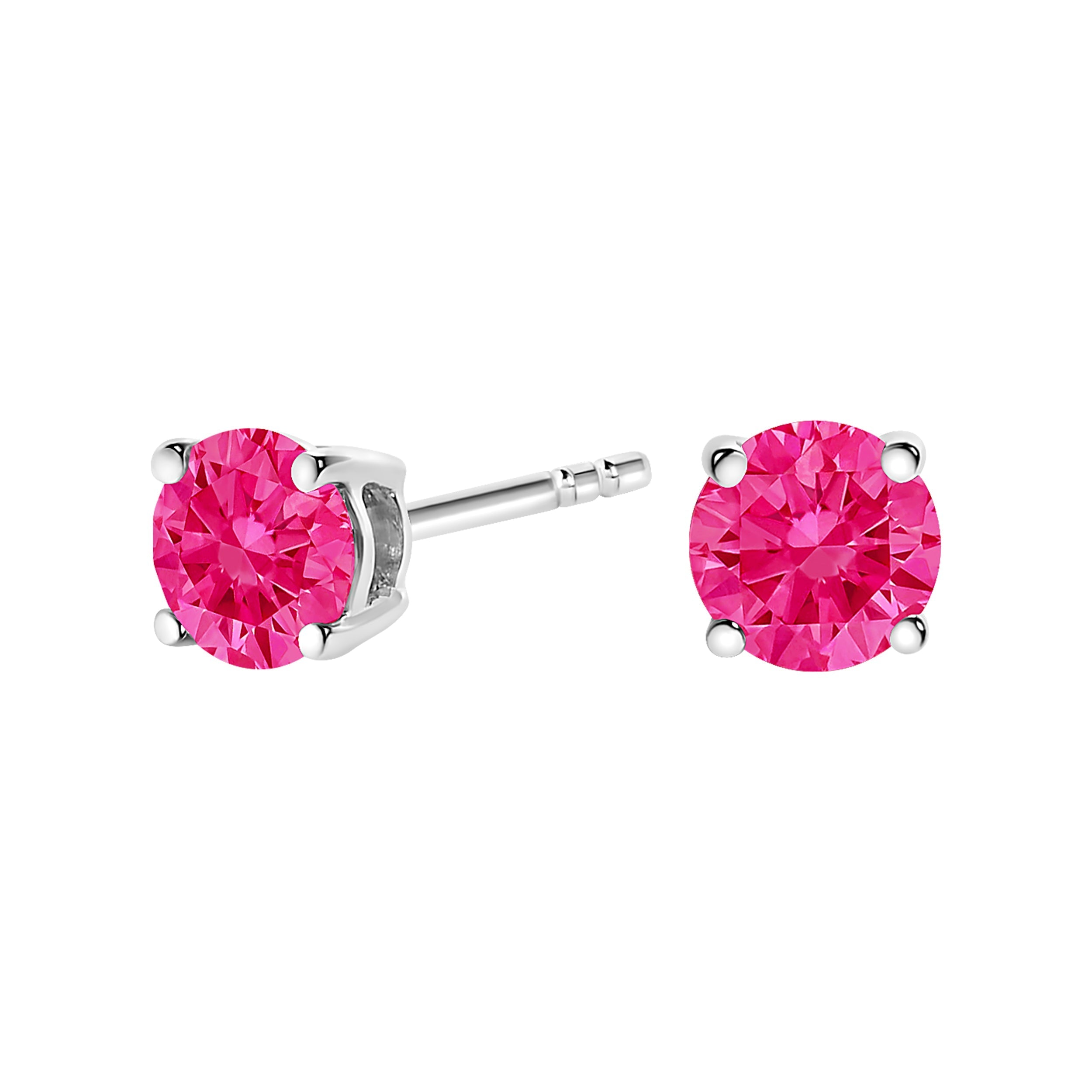 14K White Gold 1/2 Cttw Round Brilliant Cut Lab Grown Pink Diamond 4-Prong Classic Solitaire Earrings (Pink Color, VVS2-VS1 Clarity) DestGlow