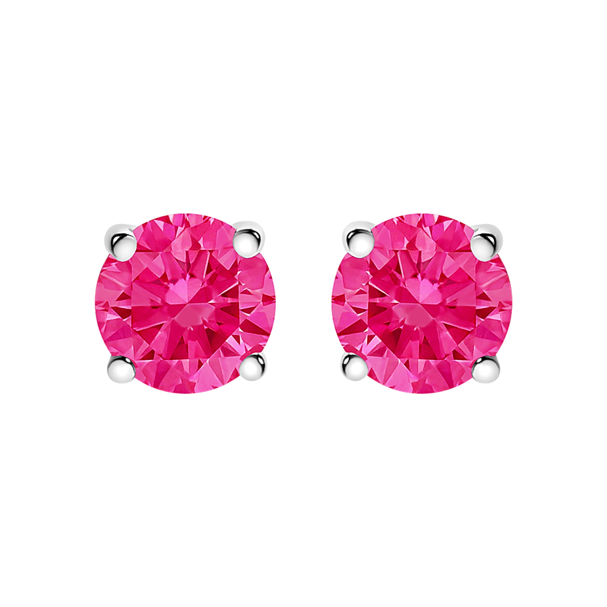 14K White Gold 1/2 Cttw Round Brilliant Cut Lab Grown Pink Diamond 4-Prong Classic Solitaire Earrings (Pink Color, VVS2-VS1 Clarity) DestGlow