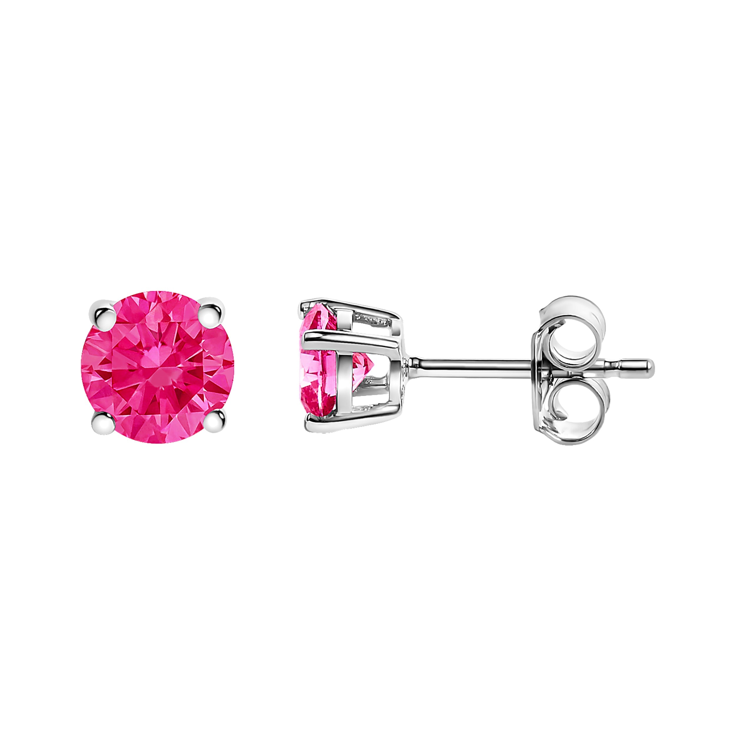 10K White Gold 1/2 Cttw Lab Created Round Brilliant Cut Pink Diamond Classic 4-Prong Solitaire Stud Earrings (Fancy Pink Color, VVS2-VS1 Clarity) by Bids.com