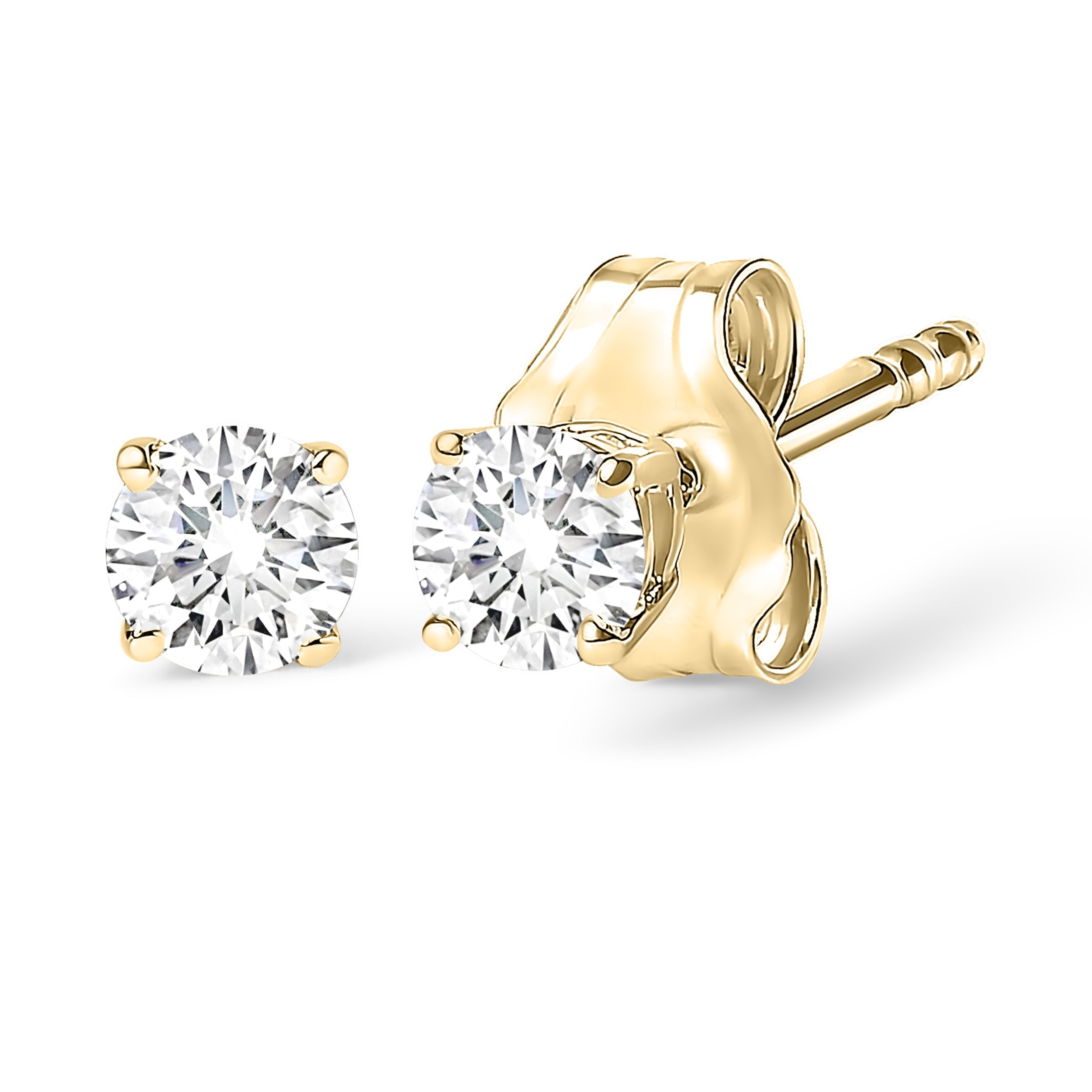 14K White Gold 1/2 Cttw Round Lab Grown Diamond Solitaire Stud Earrings DestGlow