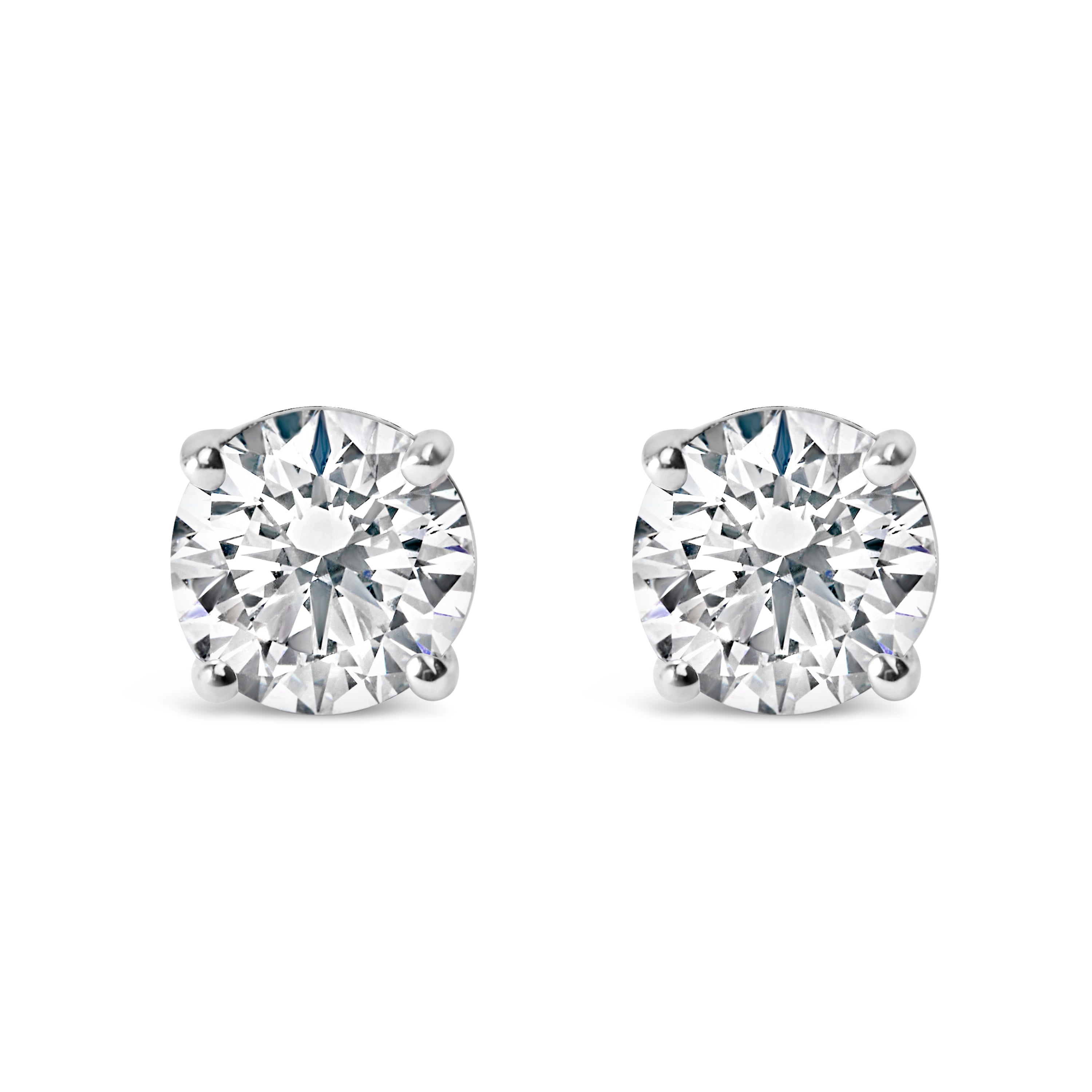 14K White Gold 1.00 Cttw Lab Grown Diamond Solitaire Stud Earrings DestGlow