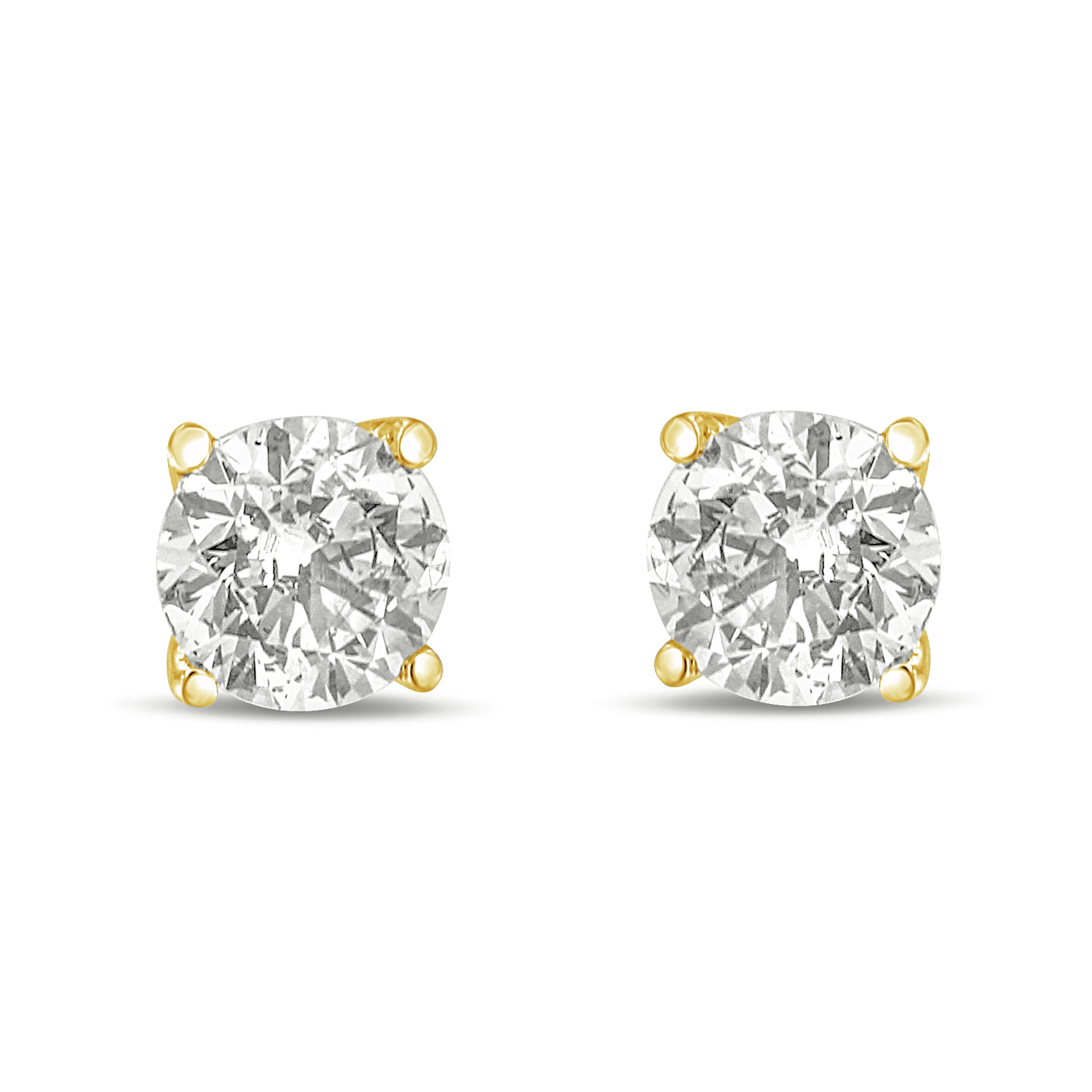 14K Yellow Gold 1.0 Cttw Lab Grown Diamond Solitaire Stud Earrings DestGlow
